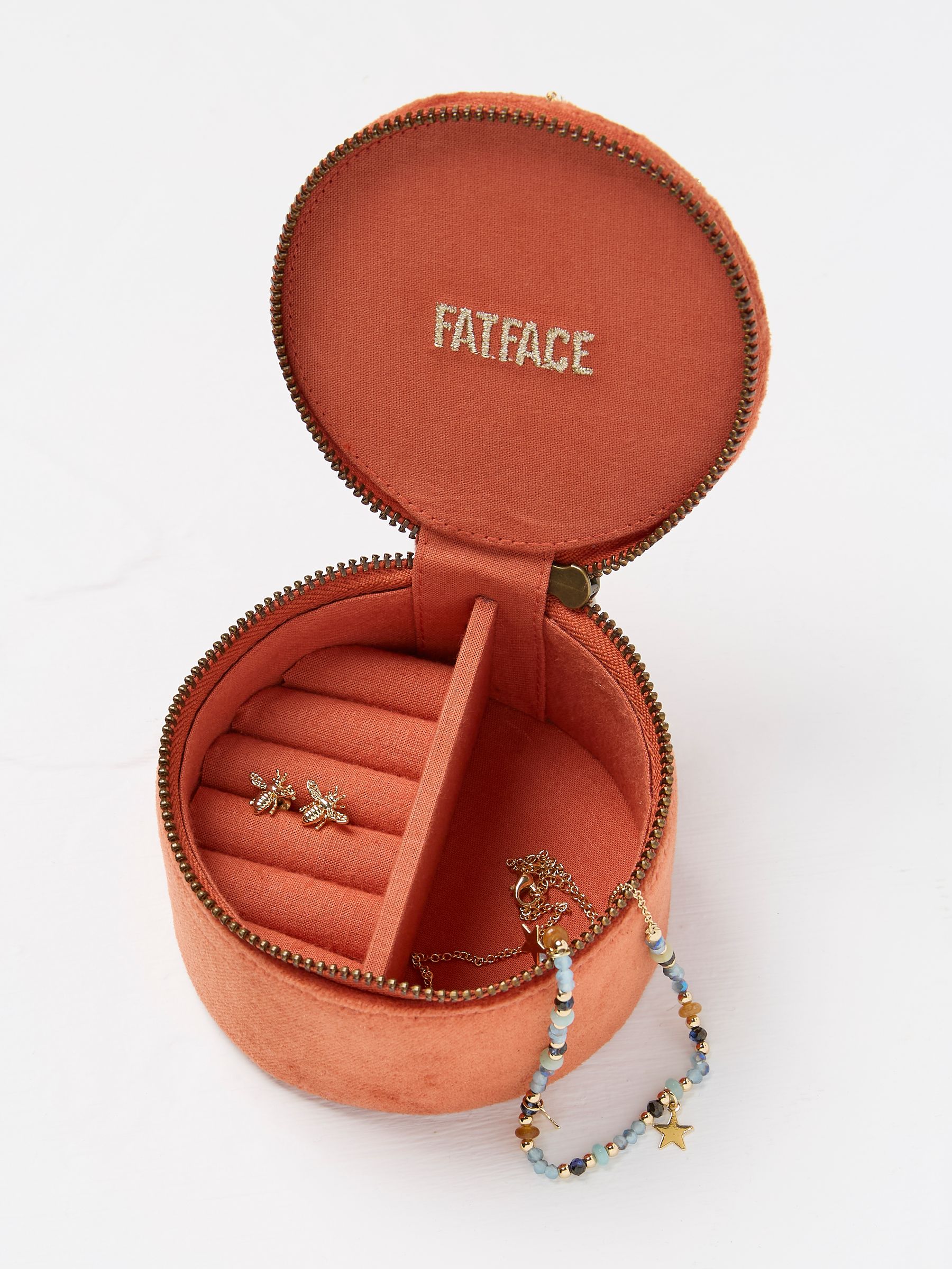 Orange Bee Embroidered Travel 100% Cotton Jewellery Box - Image 2 of 2