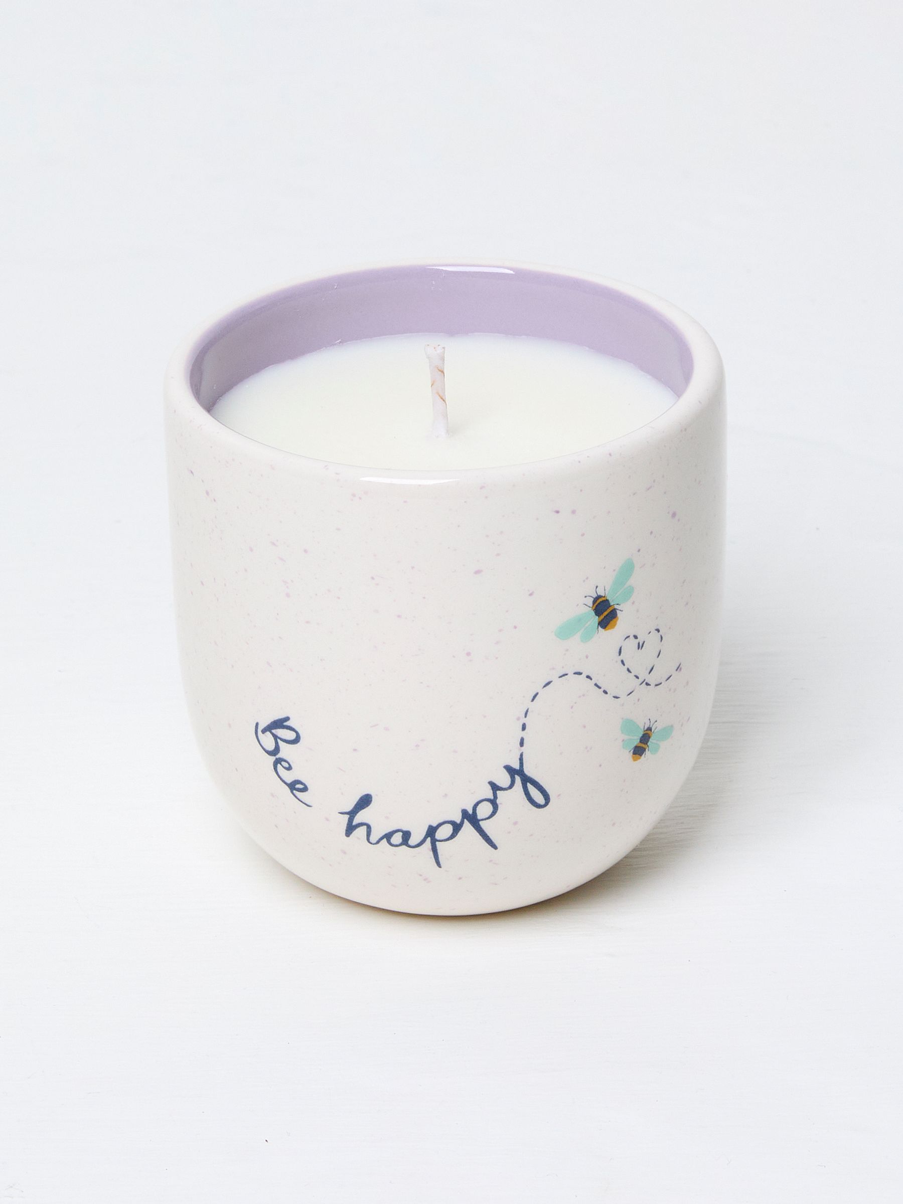 White Multi Bee Print Ceramic Candle - Image 2 of 2