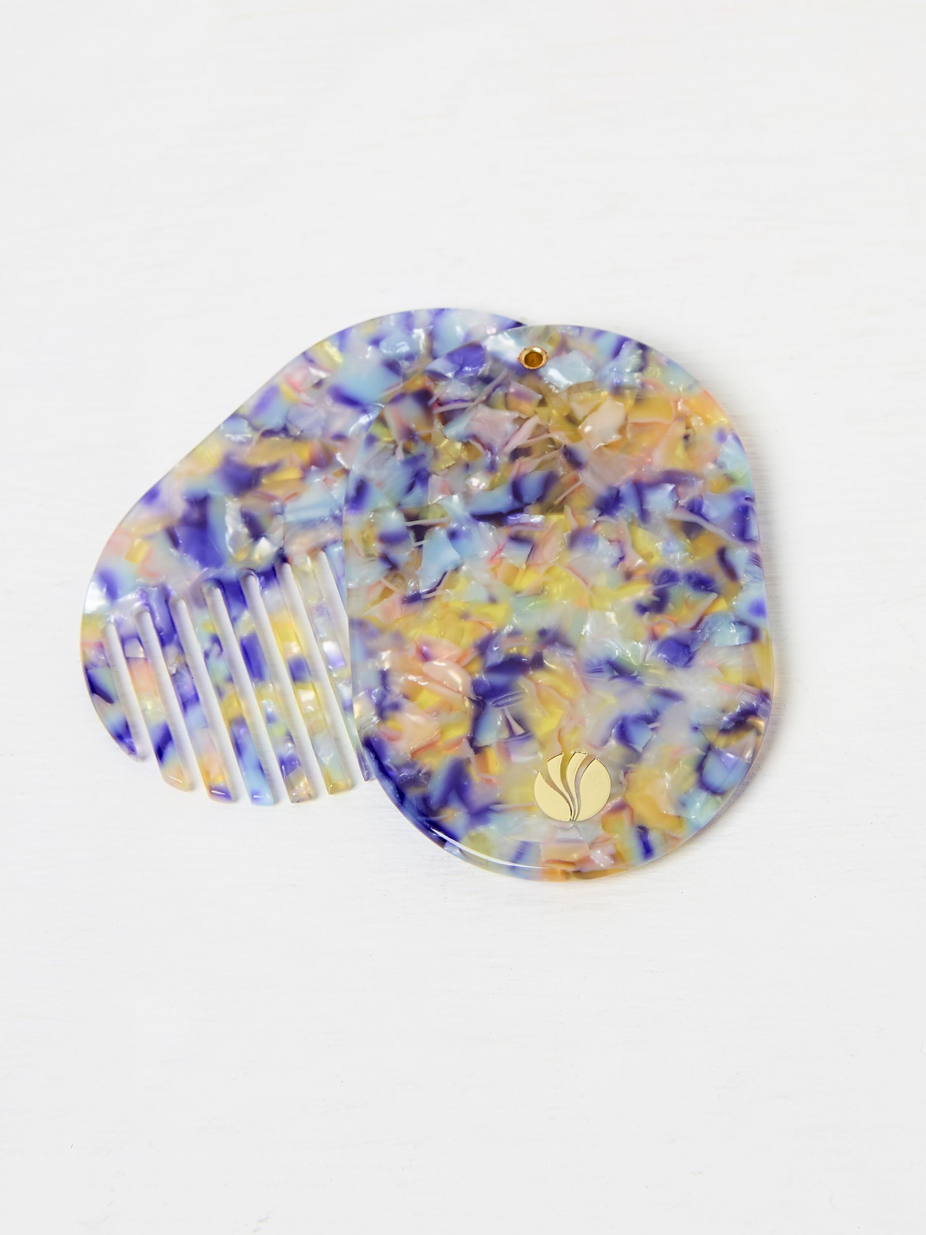 Multi Colour Resin Compact Mirror with Comb - Image 3 of 3