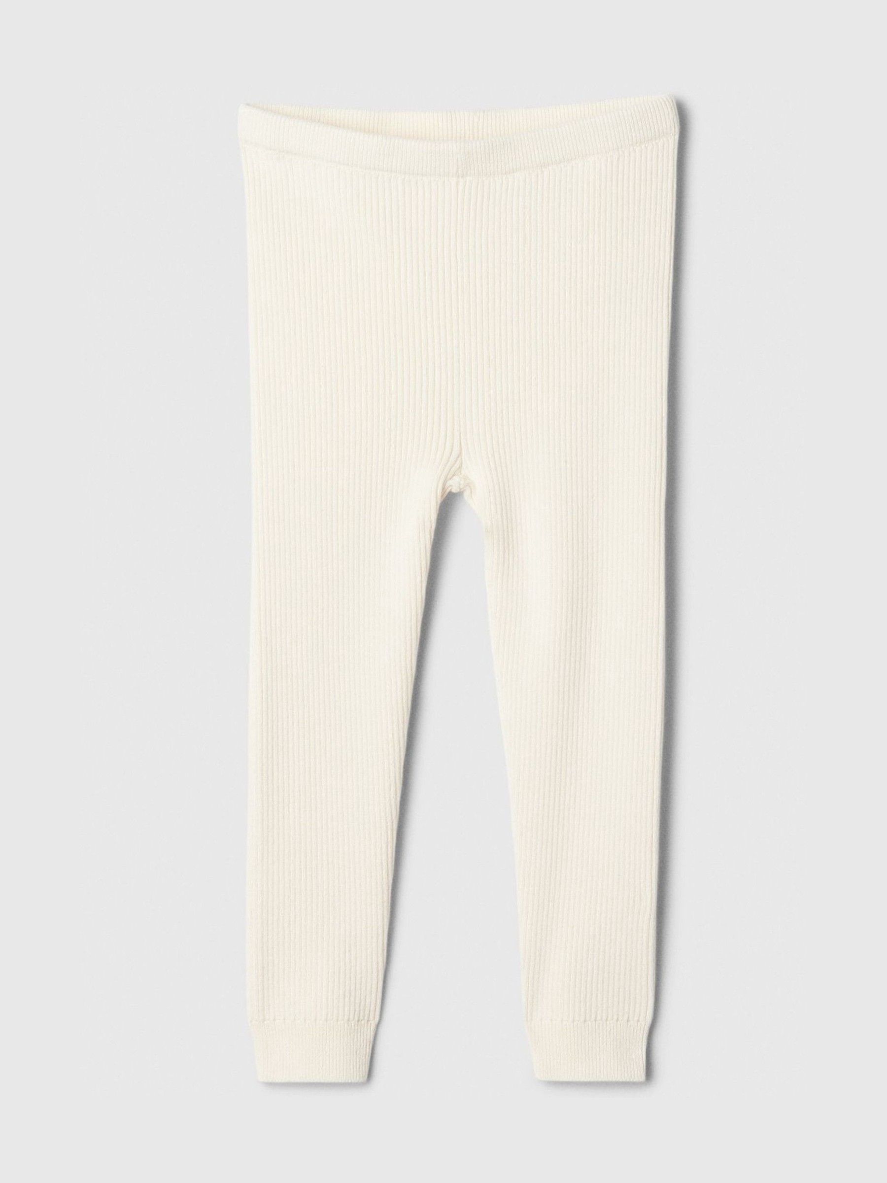 Cream Ribbed Knit Pull On Leggings (6mths-5yrs) - Image 1 of 3