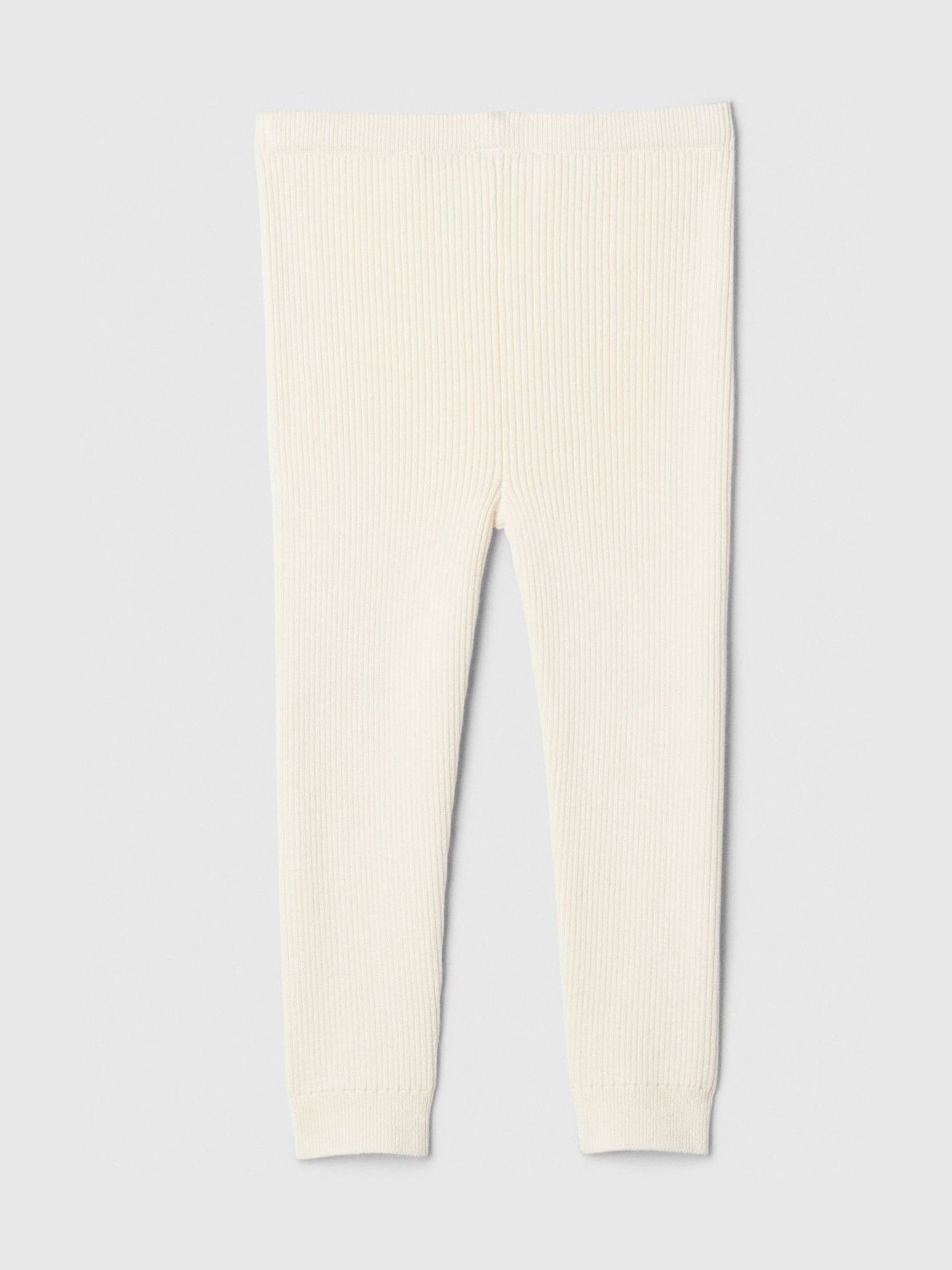 Cream Ribbed Knit Pull On Leggings (6mths-5yrs) - Image 2 of 3