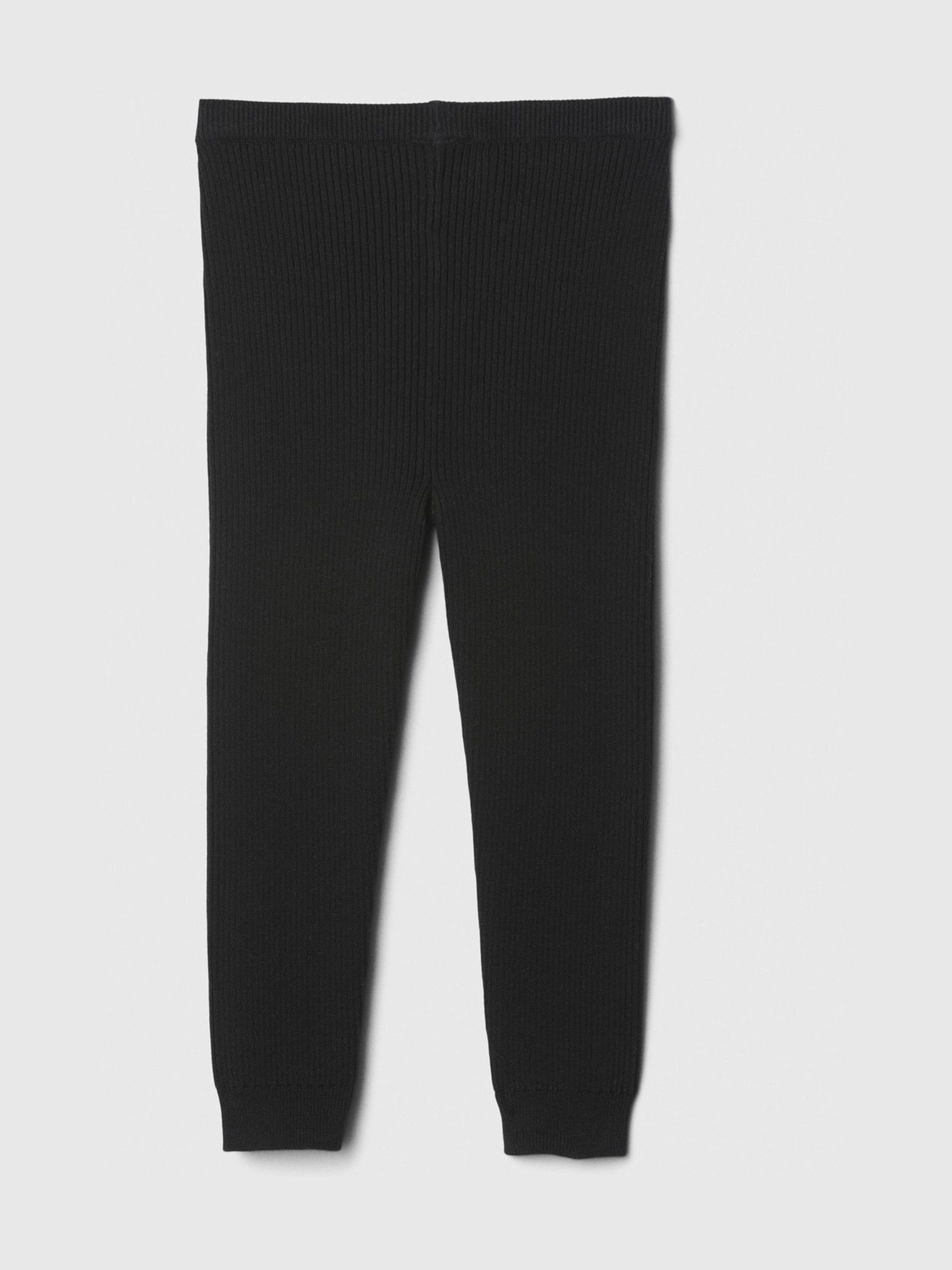 Black Ribbed Knit Pull On Leggings (6mths-5yrs) - Image 2 of 3