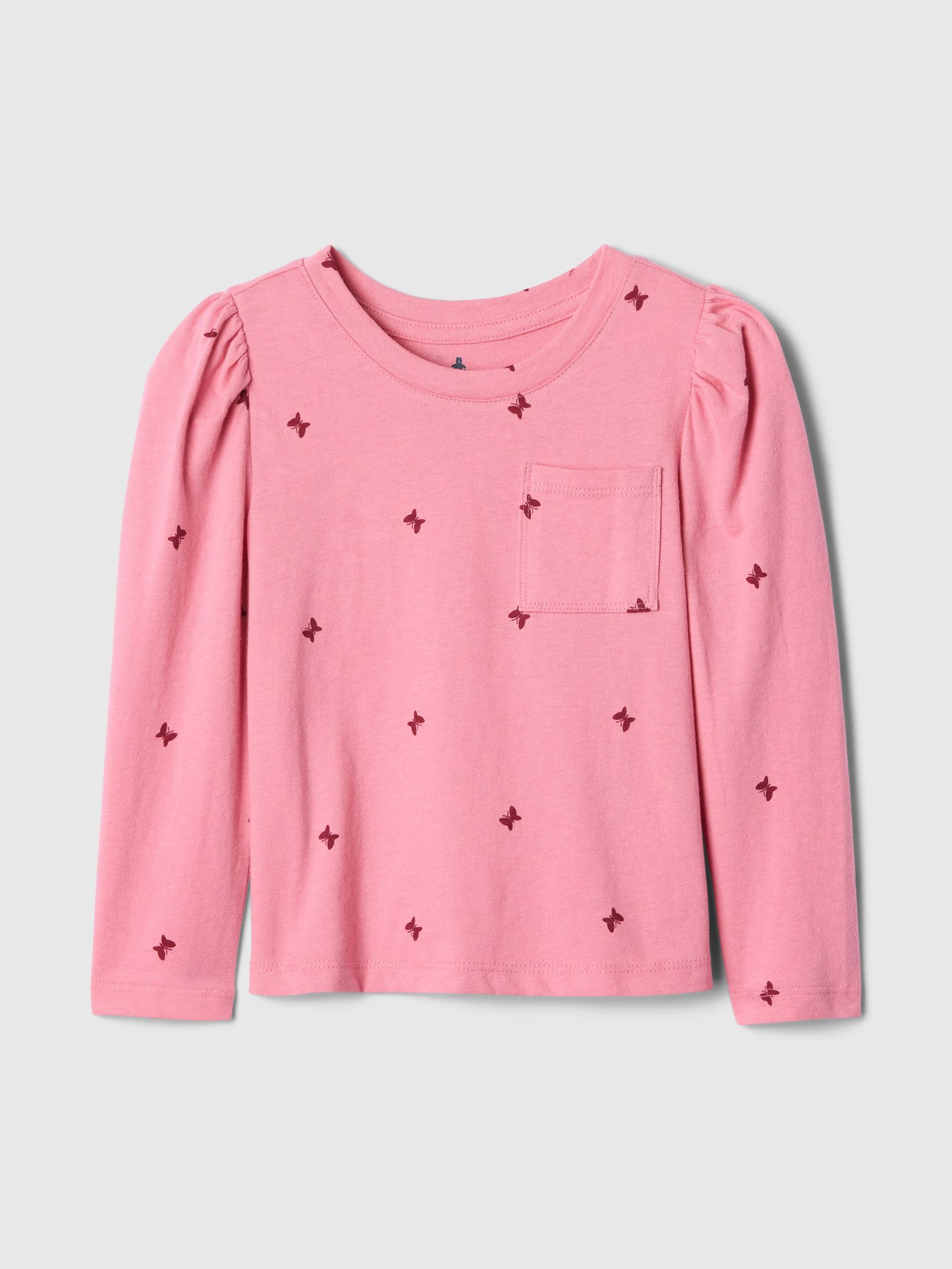 Pink Pocket Puff Sleeve Crew Neck T-Shirt (6mths-5yrs) - Image 1 of 2