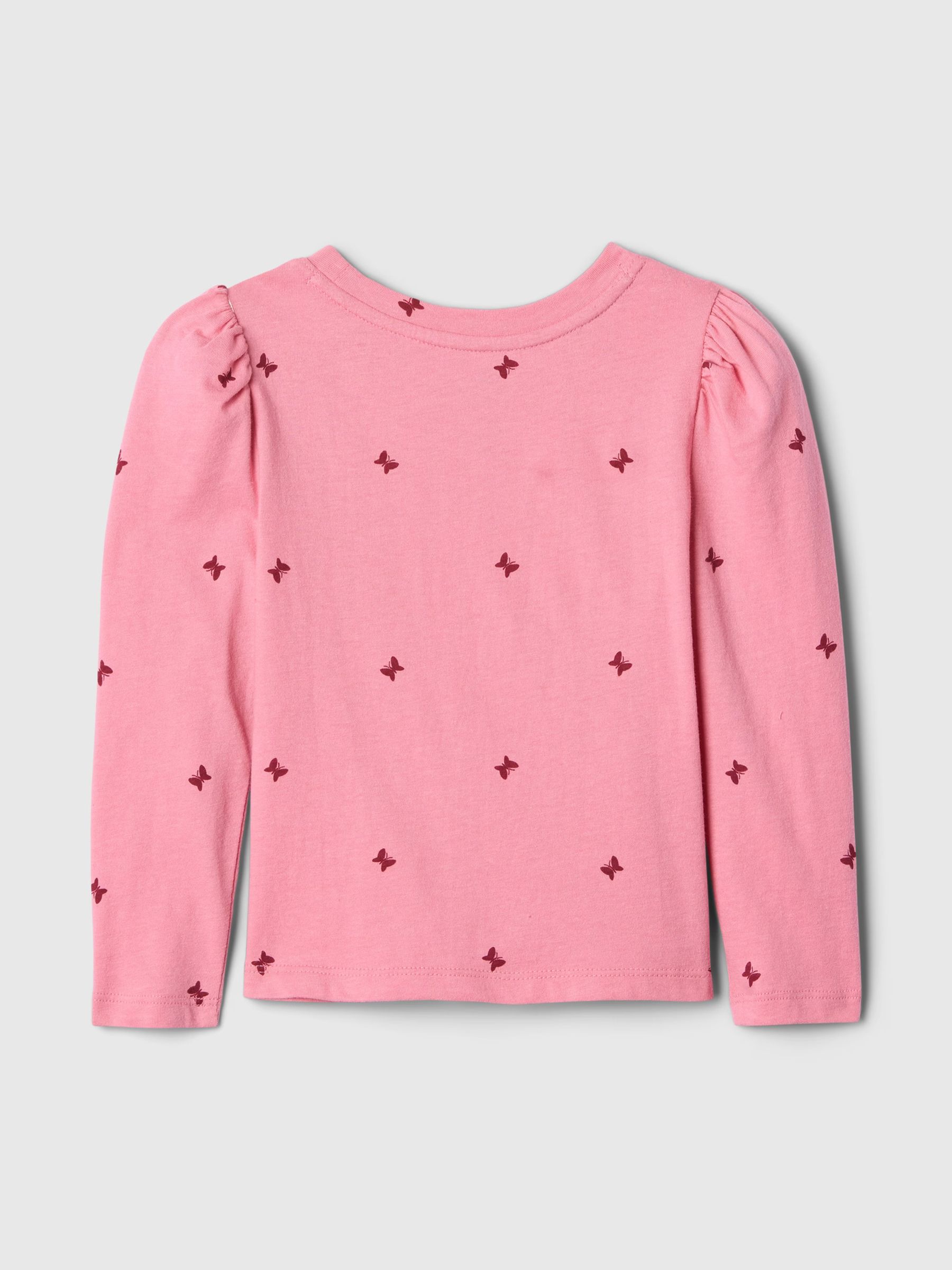 Pink Pocket Puff Sleeve Crew Neck T-Shirt (6mths-5yrs) - Image 2 of 2