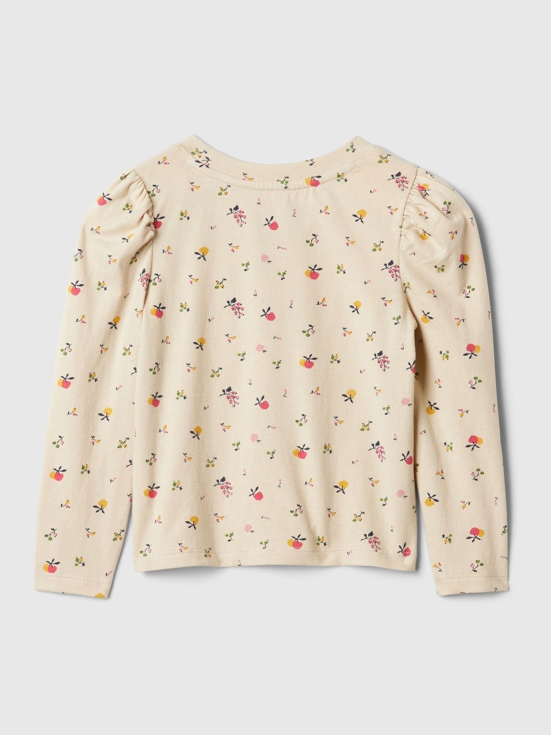 Beige Pocket Puff Sleeve Crew Neck T-Shirt (6mths-5yrs) - Image 2 of 2