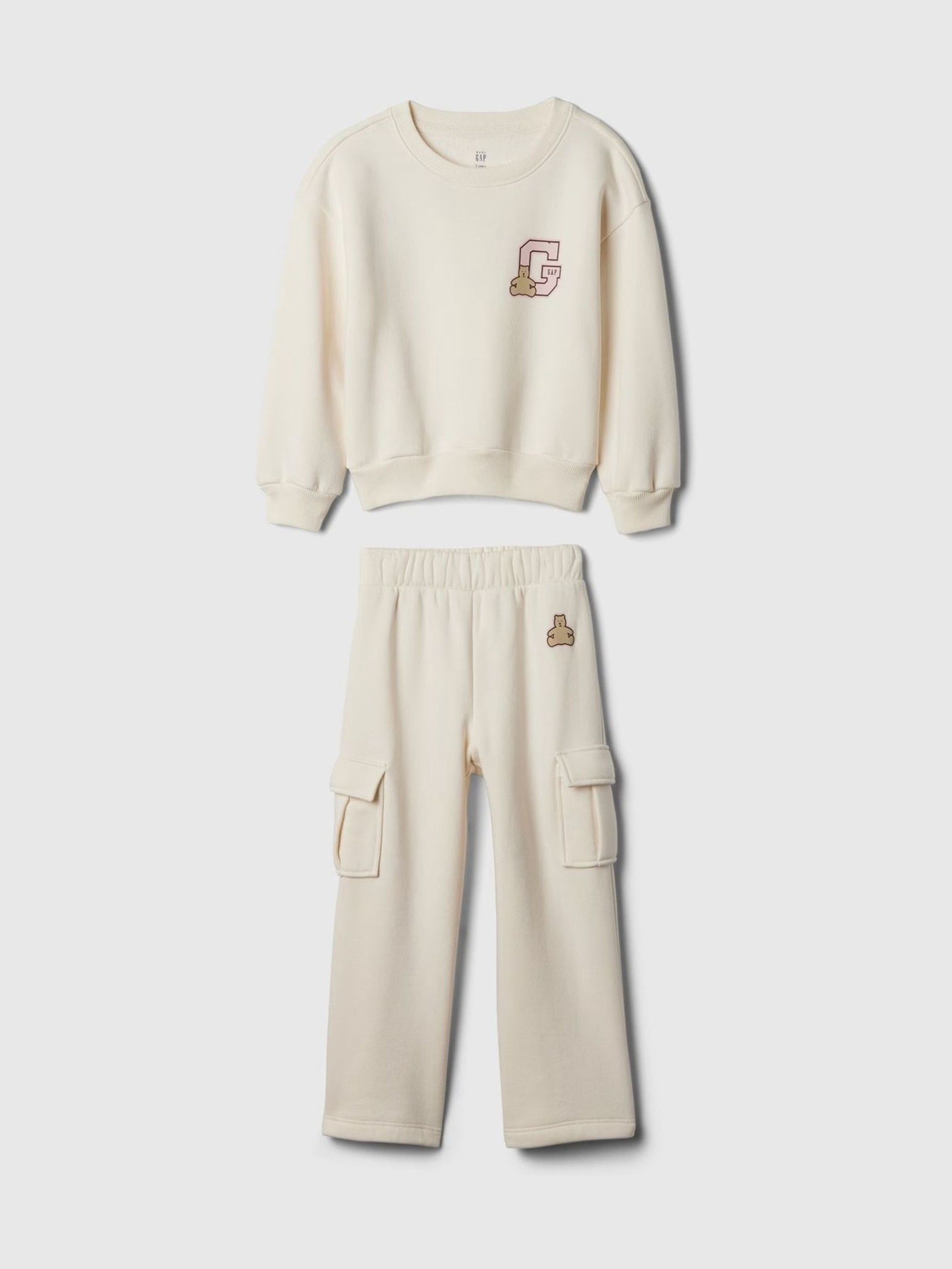 Cream Varsity Crew Neck Jumper & Jogger Set (6mths-5yrs) - Image 1 of 2