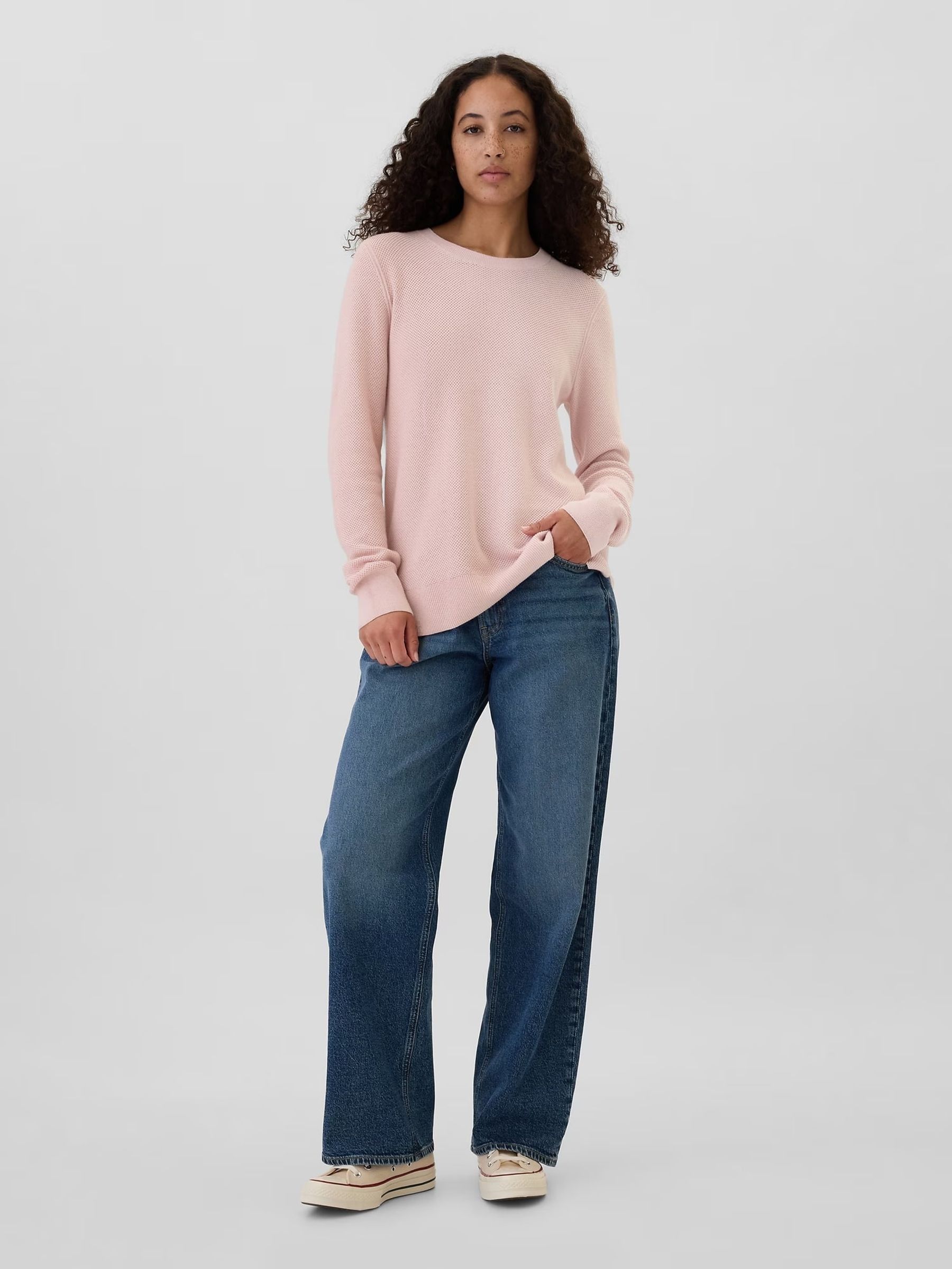 Pink Textured Crew Neck Bella Jumper - Image 3 of 5