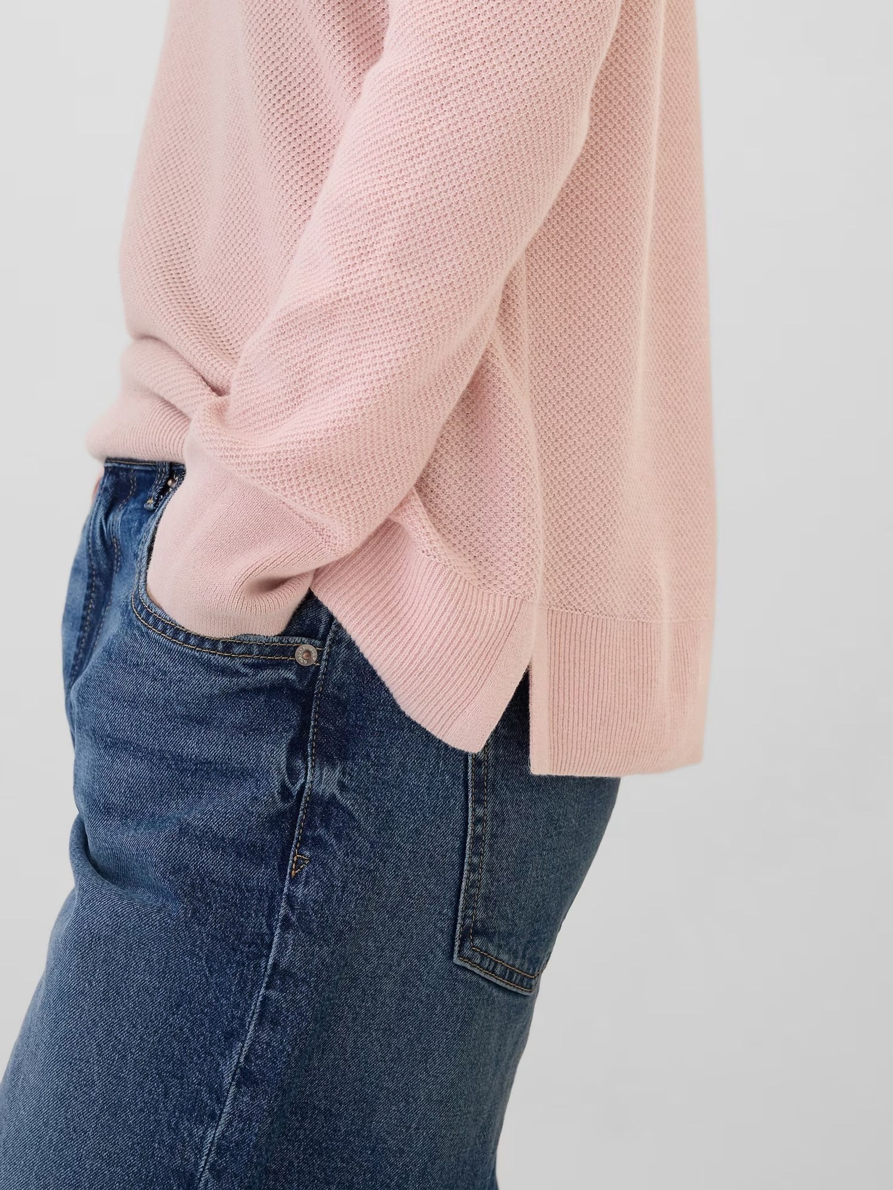 Pink Textured Crew Neck Bella Jumper - Image 4 of 5
