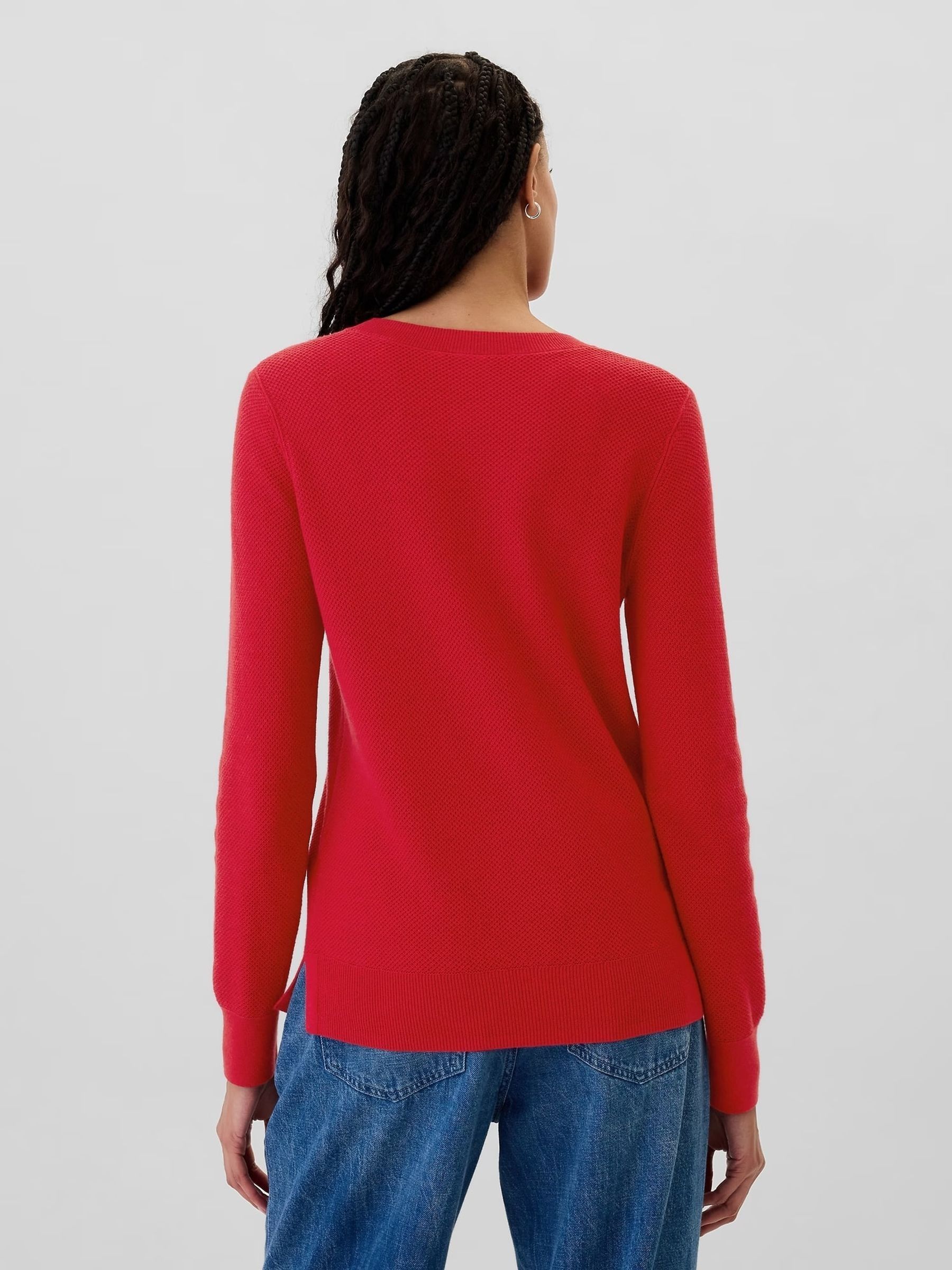 Red Textured Crew Neck Bella Jumper - Image 2 of 6
