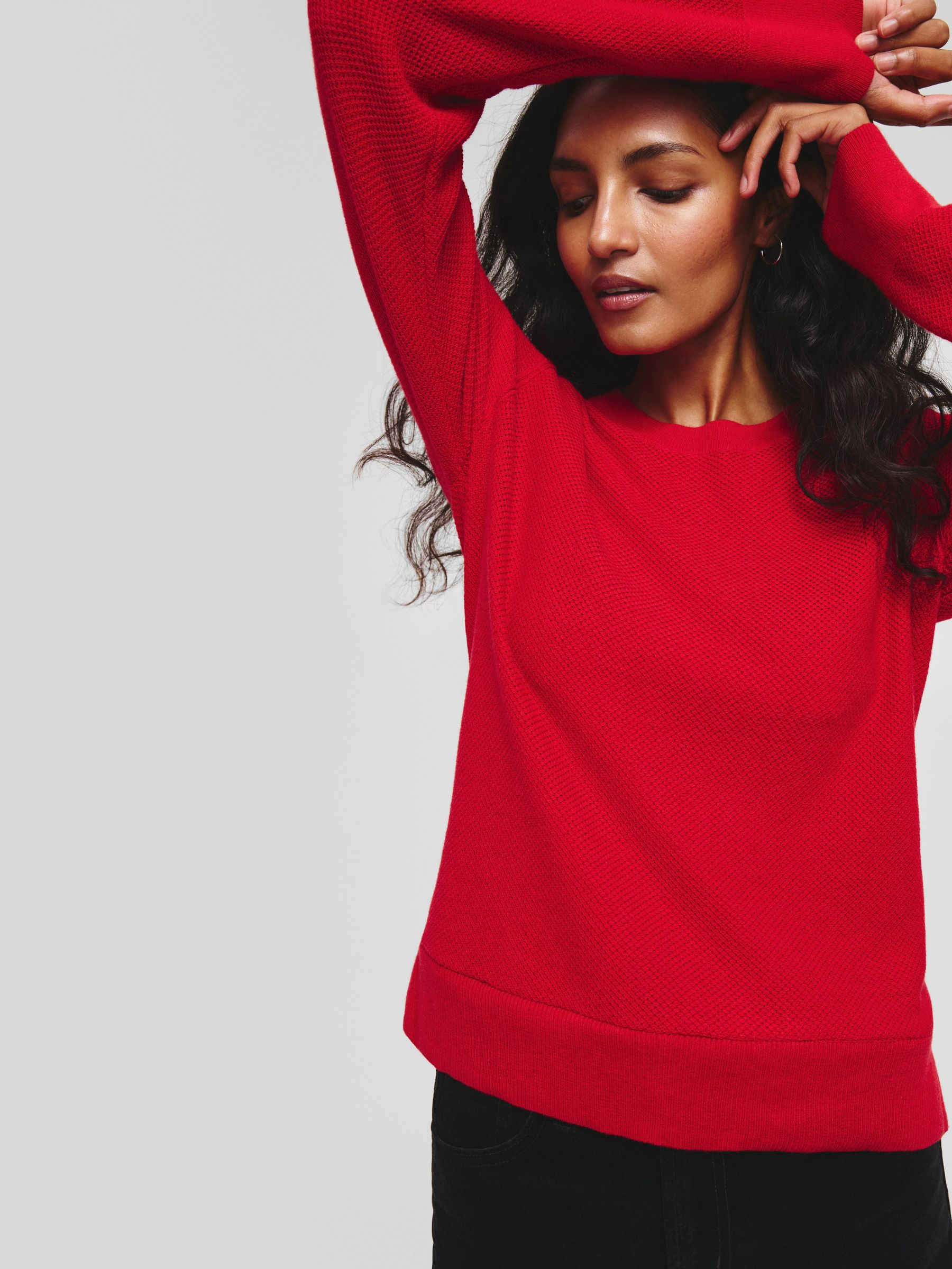 Red Textured Crew Neck Bella Jumper - Image 5 of 6