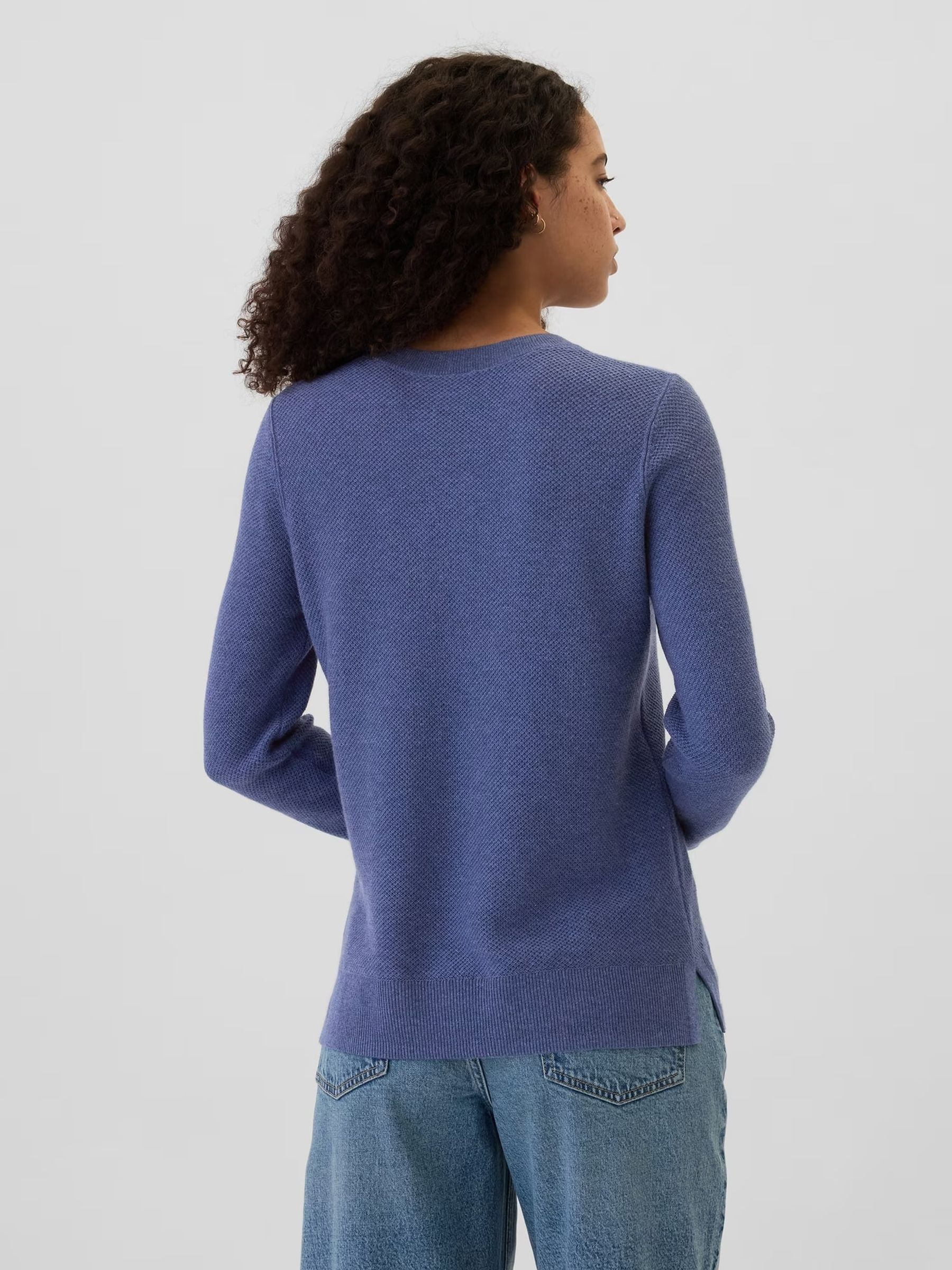 Blue Textured Crew Neck Bella Jumper - Image 3 of 5