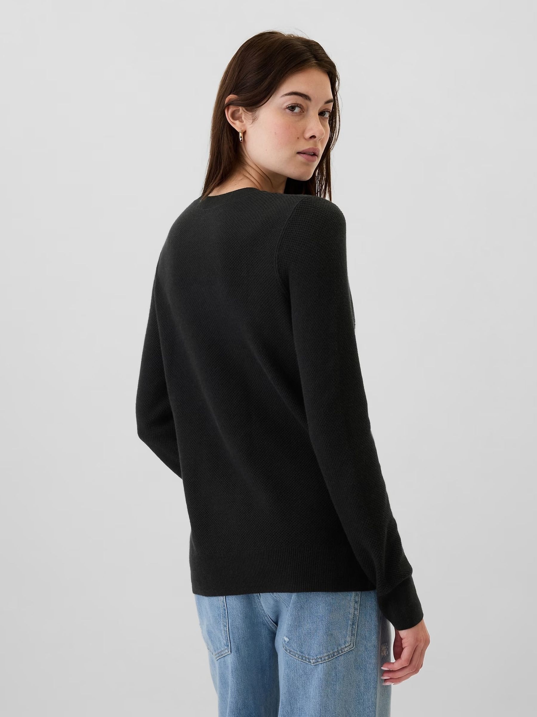 Black Textured Crew Neck Bella Jumper - Image 2 of 5