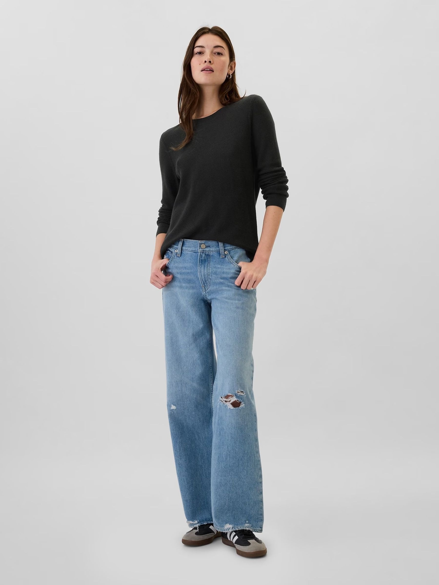 Black Textured Crew Neck Bella Jumper - Image 3 of 5