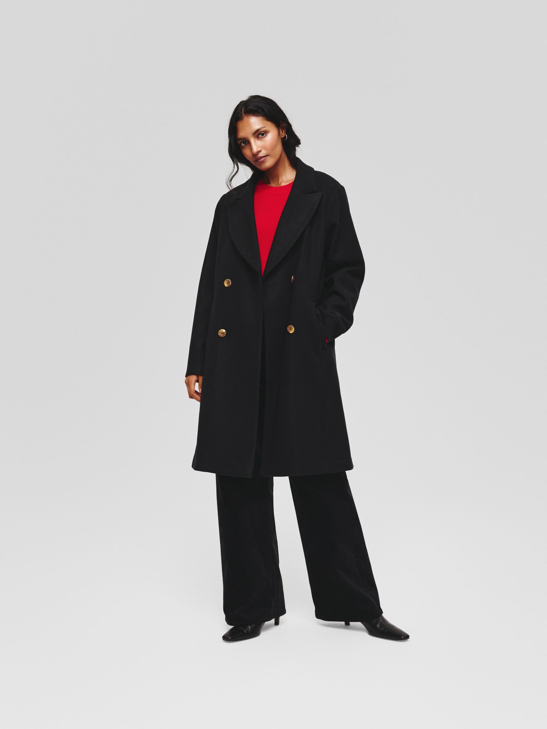Black Longline Top Coat - Image 5 of 6
