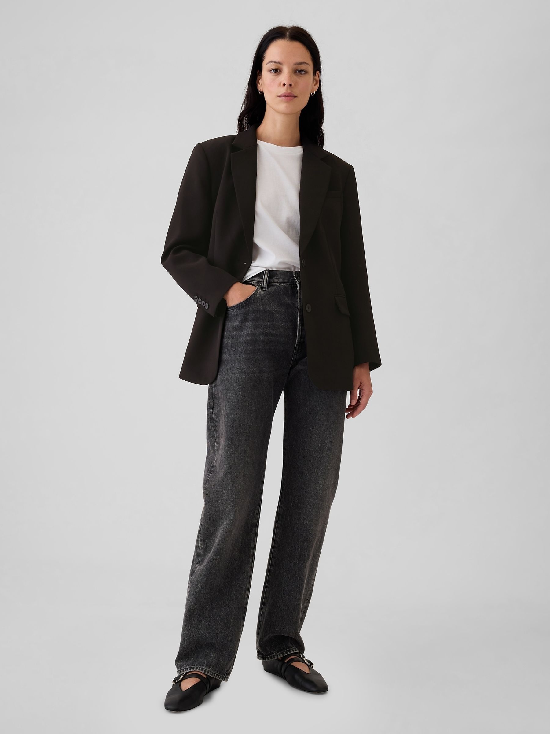 Black Brushed Twill Blazer - Image 3 of 5