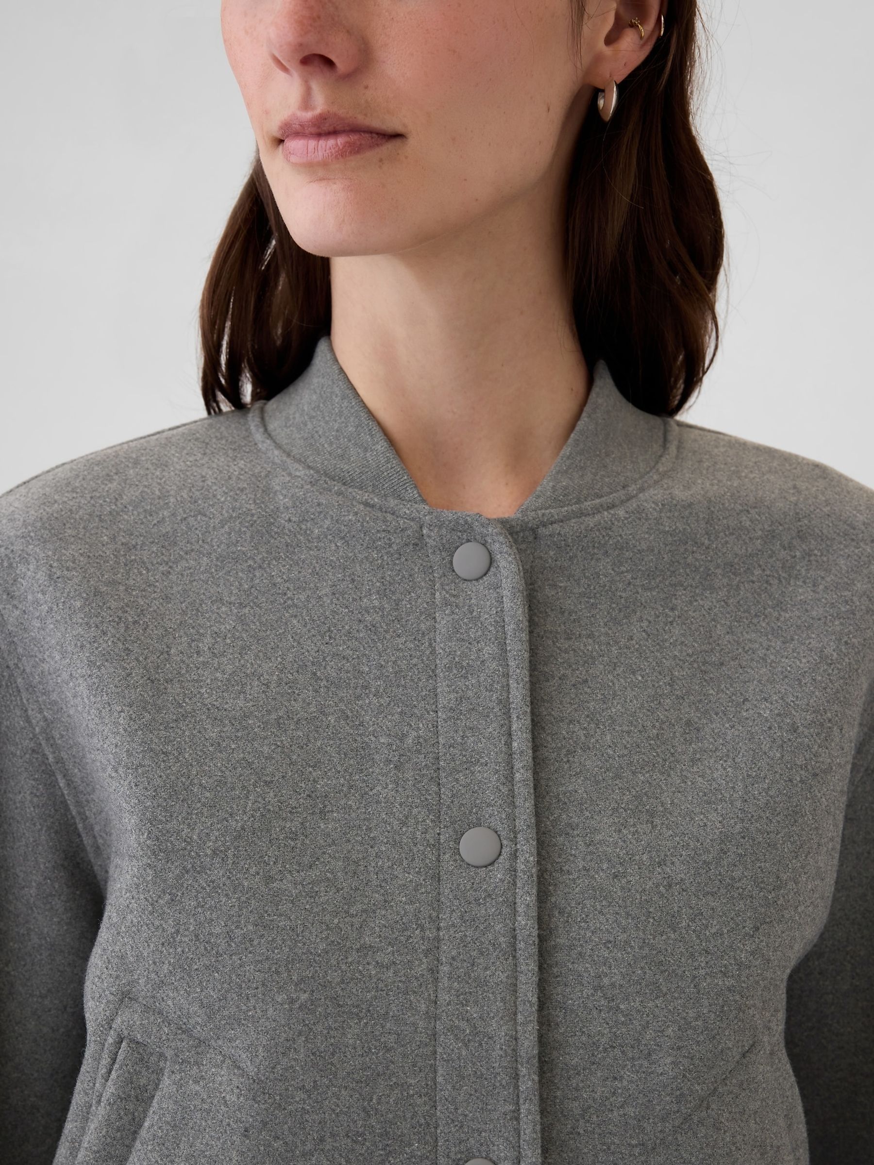 Grey Wool Blend Bomber Jacket - Image 2 of 5