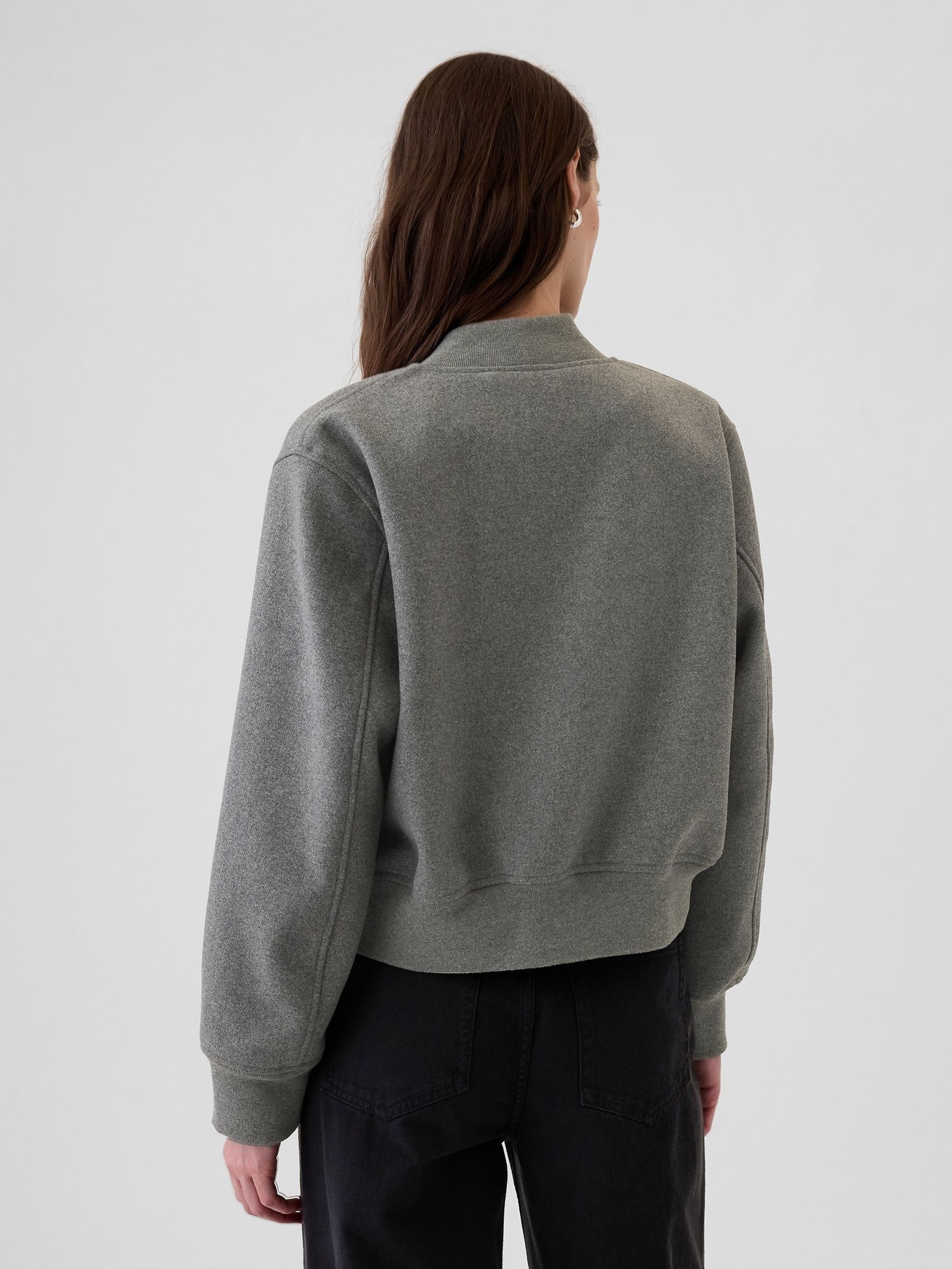 Grey Wool Blend Bomber Jacket - Image 3 of 5