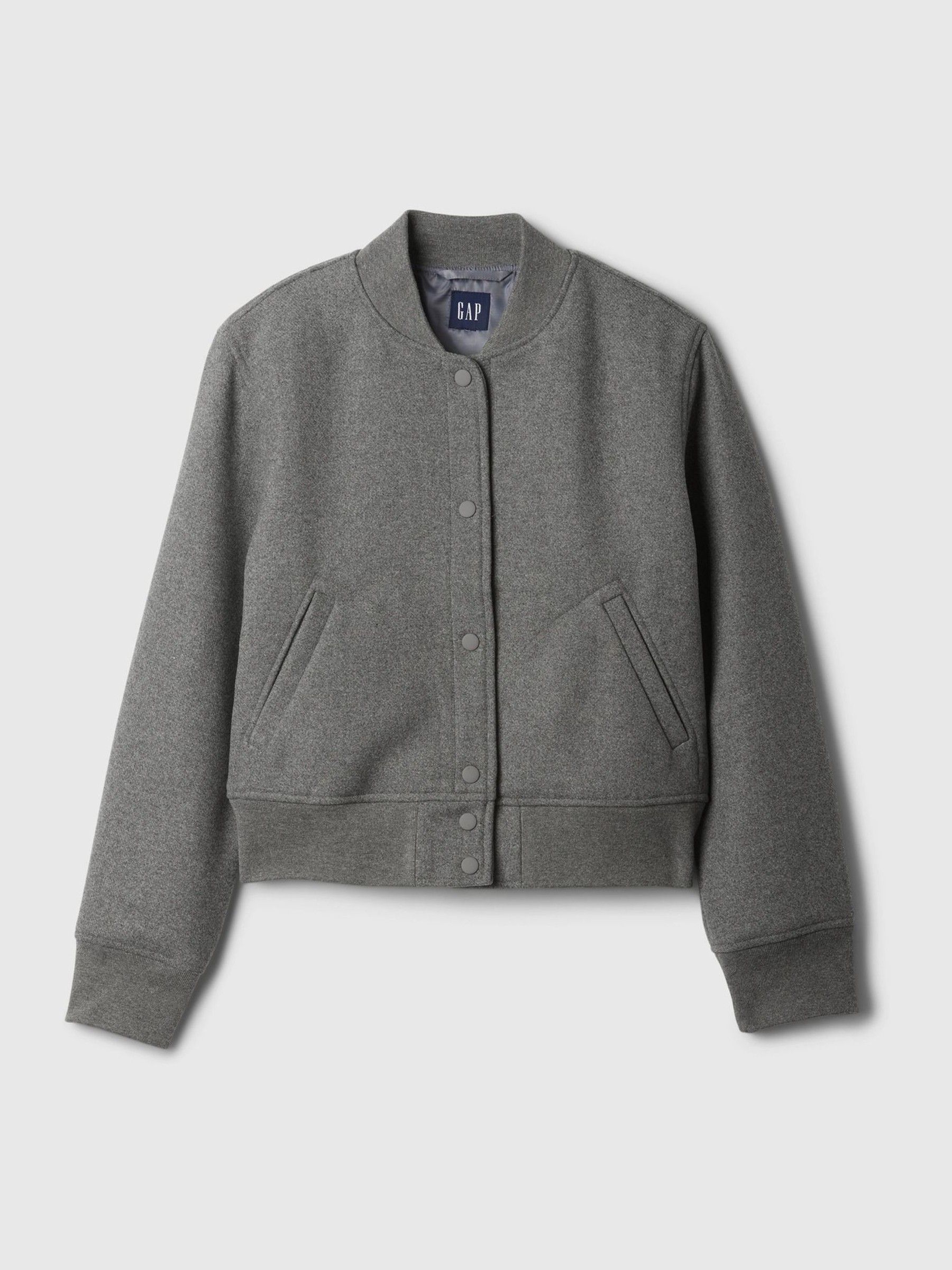 Grey Wool Blend Bomber Jacket - Image 5 of 5