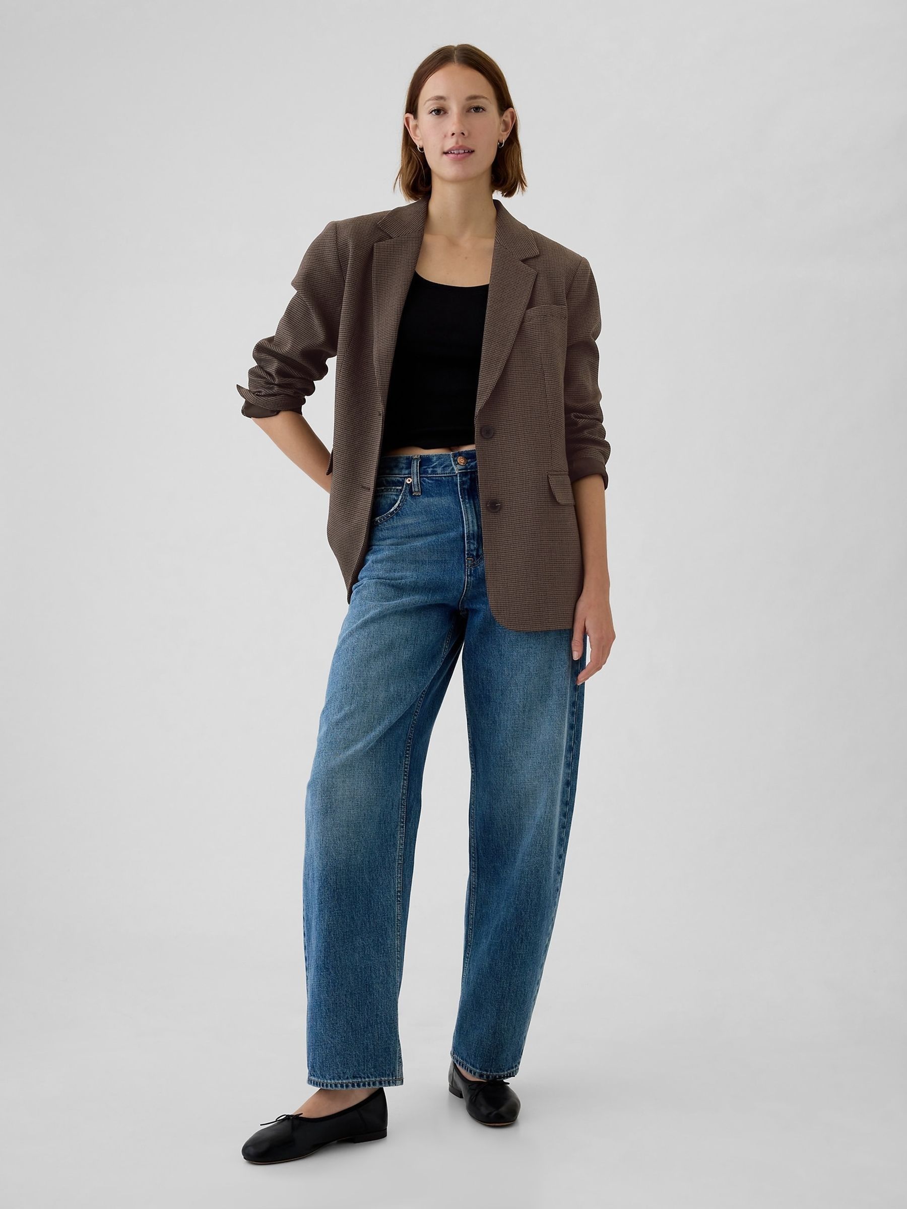 Brown Relaxed Check Blazer - Image 4 of 5