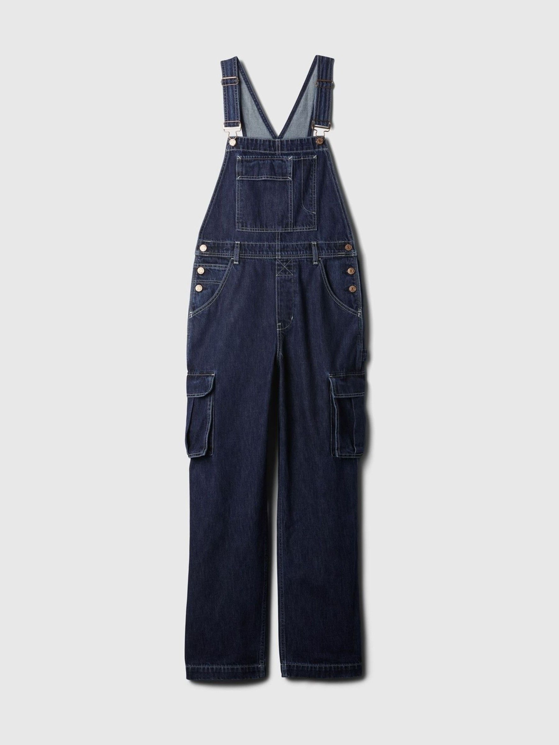 Blue Relaxed Denim Cargo Dungaree - Image 5 of 5