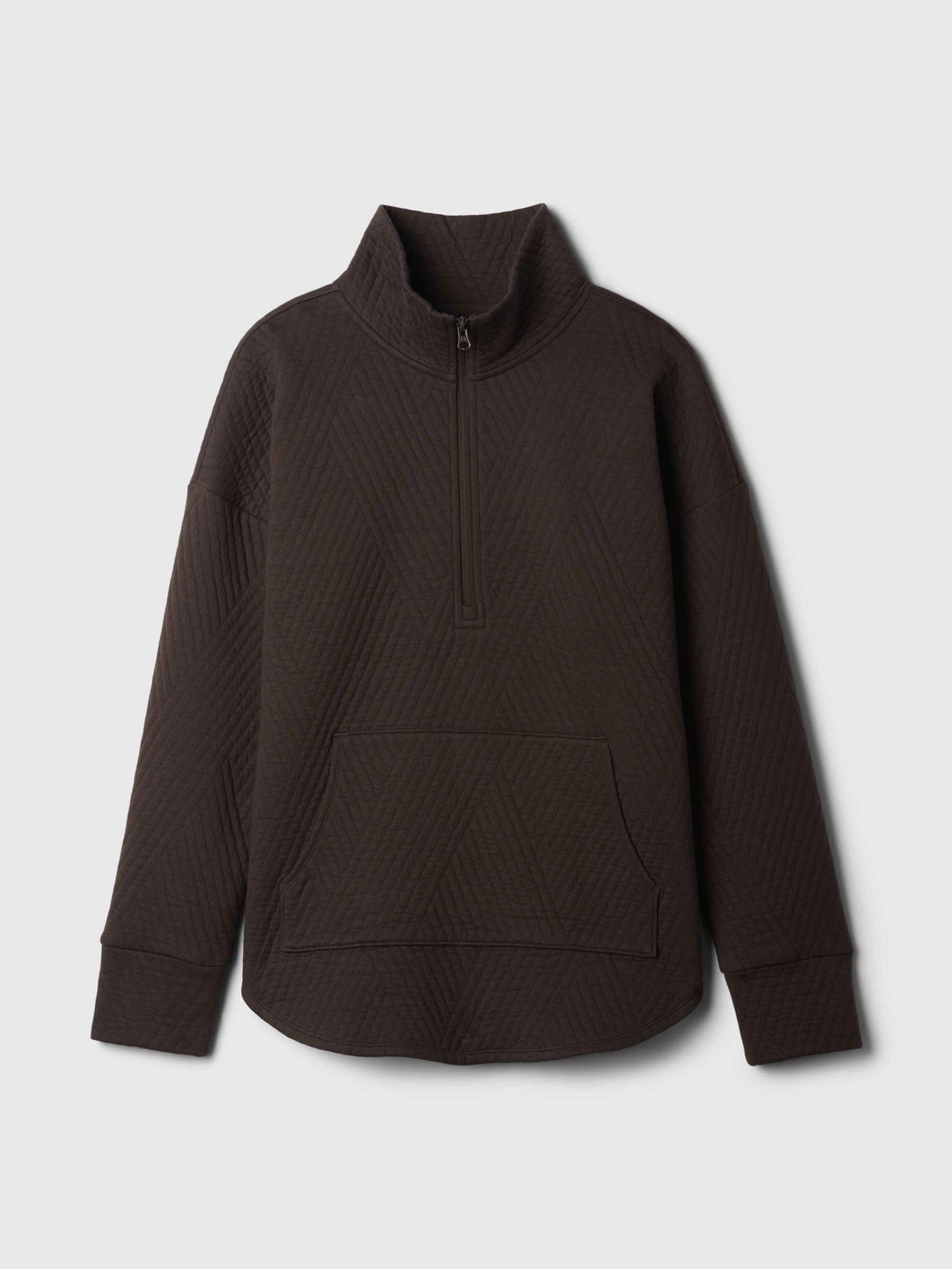 Brown Quilted Jacquard Half-Zip Jumper - Image 4 of 4