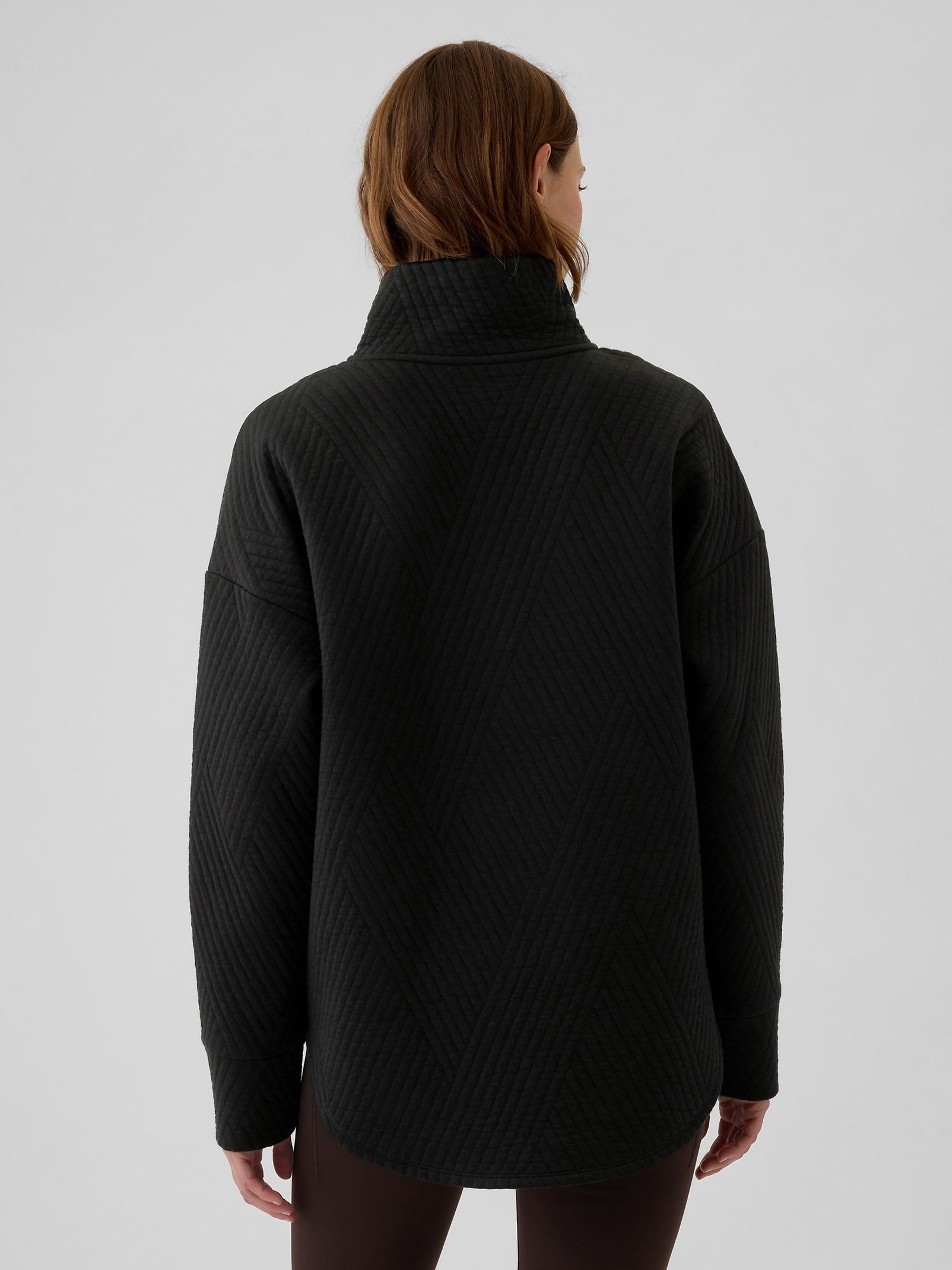 Black Quilted Jacquard Half-Zip Jumper - Image 2 of 4