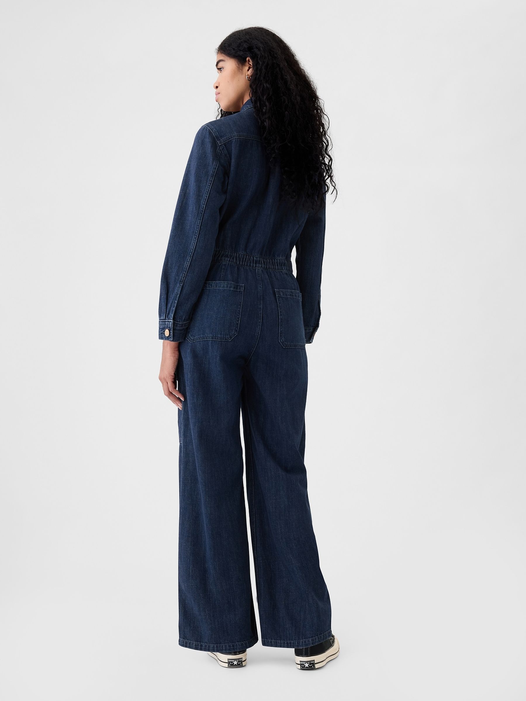 Blue Denim Cargo Jumpsuit - Image 2 of 5