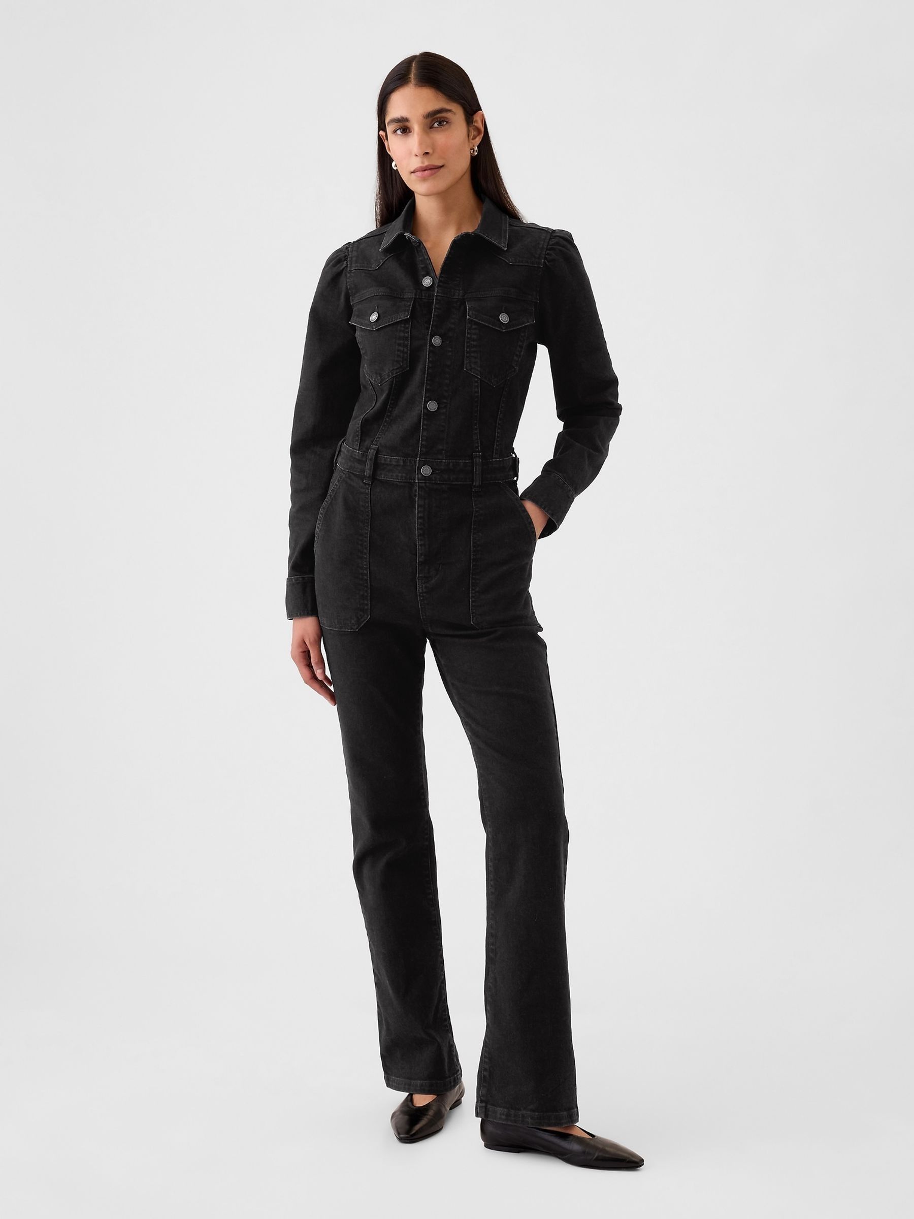 Black Western Denim Jumpsuit