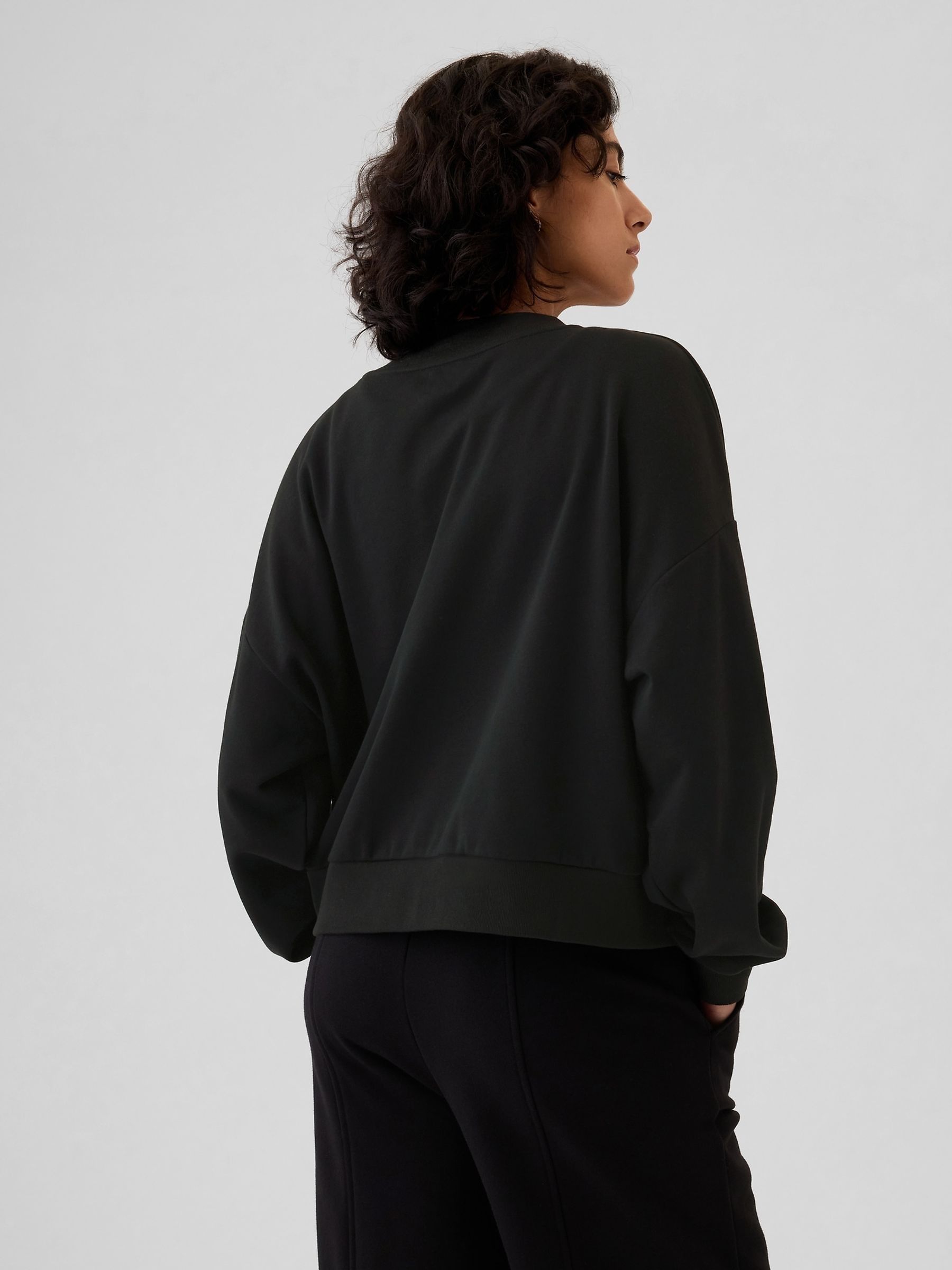 Black Vintage Soft Oversized Varsity Jersey Cardigan - Image 2 of 5