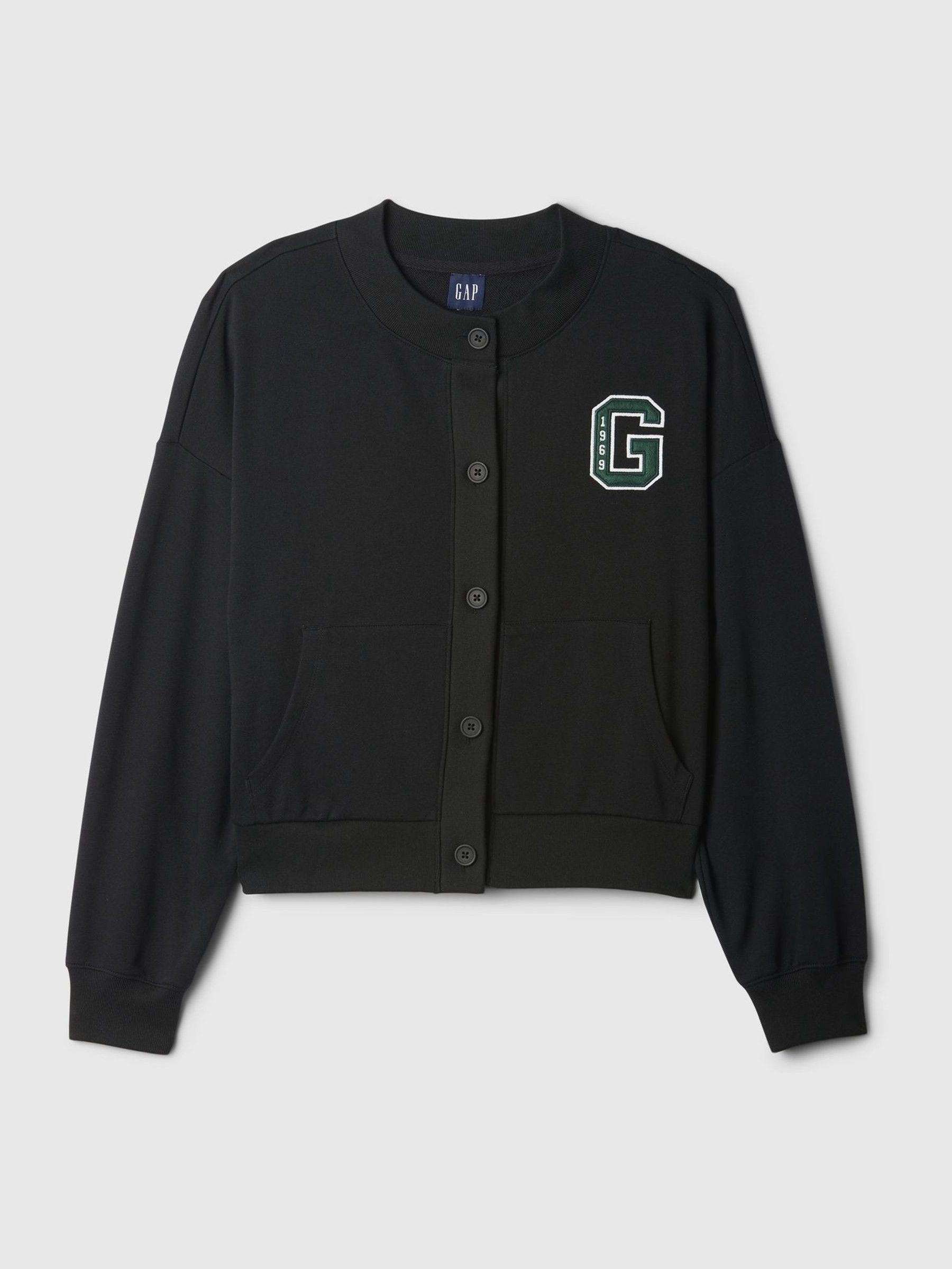 Black Vintage Soft Oversized Varsity Jersey Cardigan - Image 5 of 5