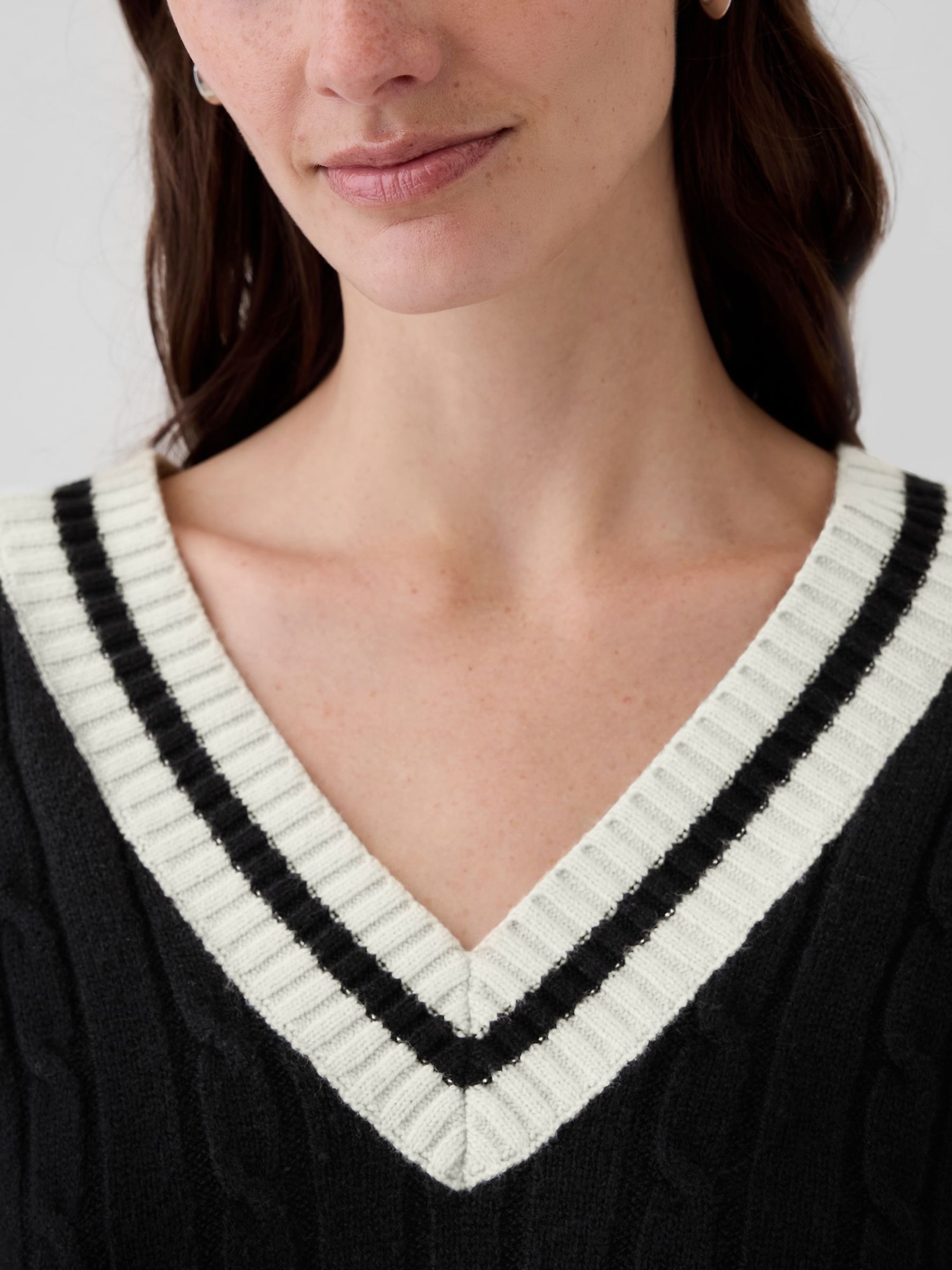 Black Varsity Cable Knit CashSoft Jumper - Image 4 of 5