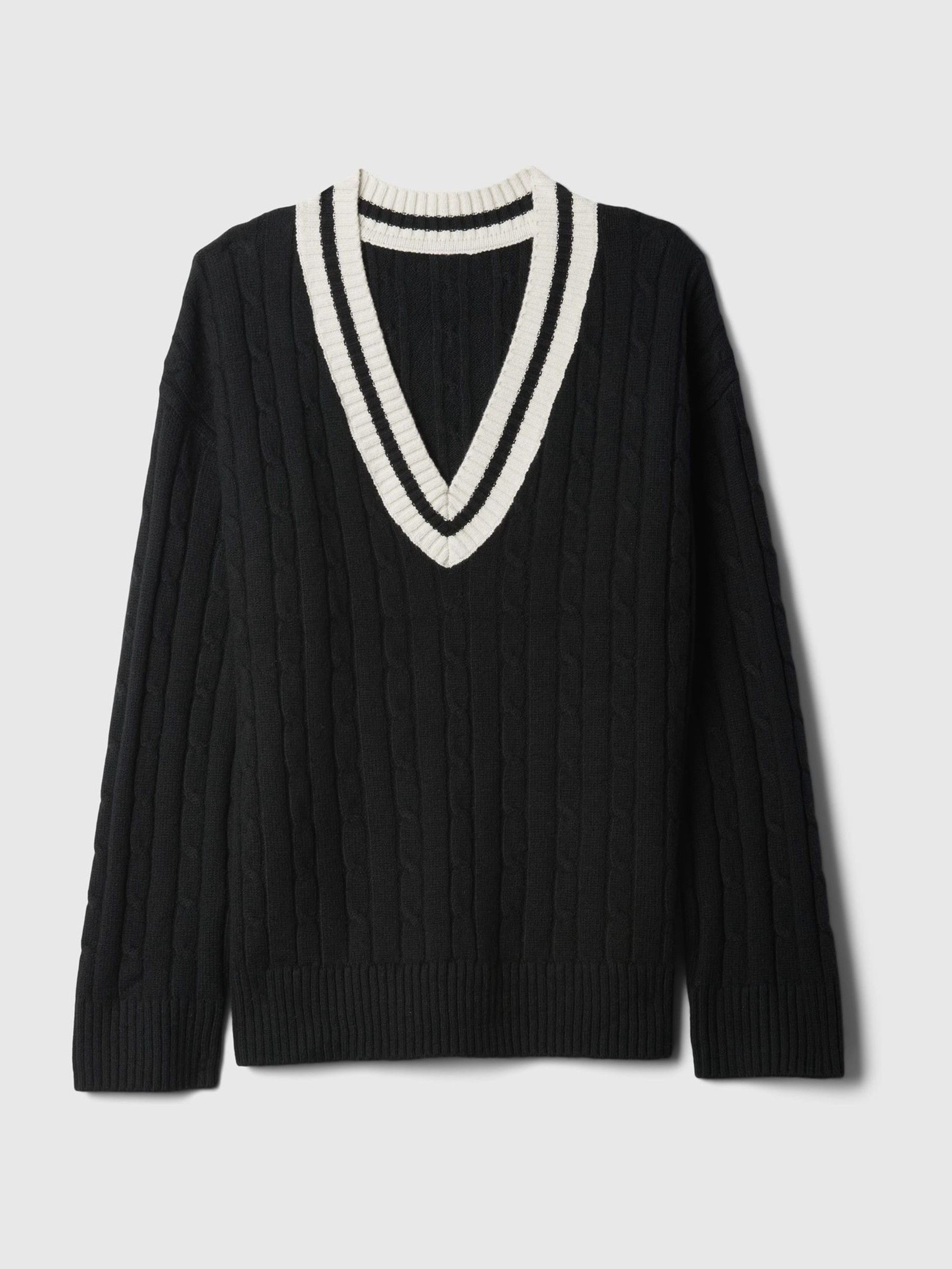 Black Varsity Cable Knit CashSoft Jumper - Image 5 of 5