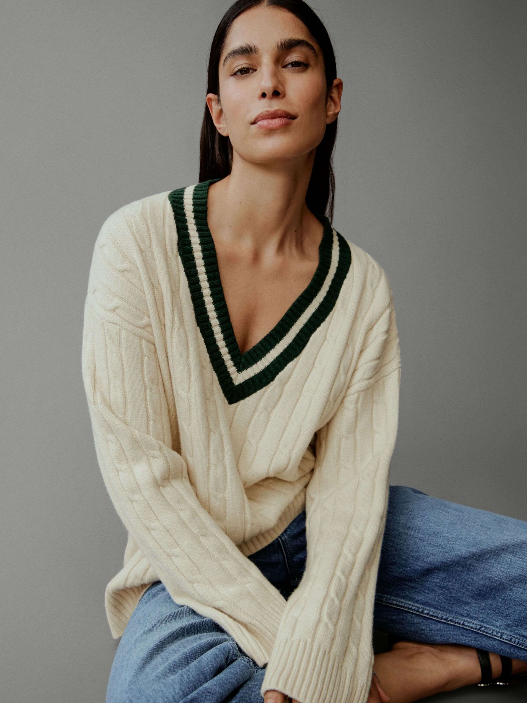 Cream Varsity Cable Knit CashSoft Jumper - Image 2 of 8