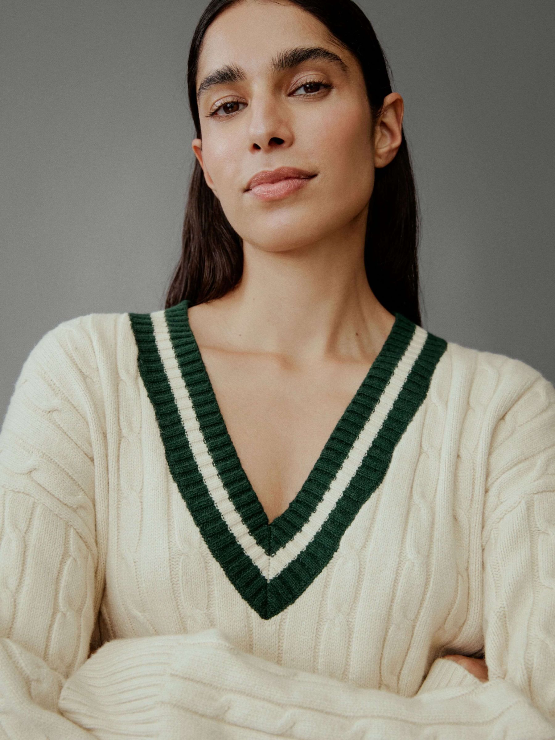 Cream Varsity Cable Knit CashSoft Jumper - Image 3 of 8