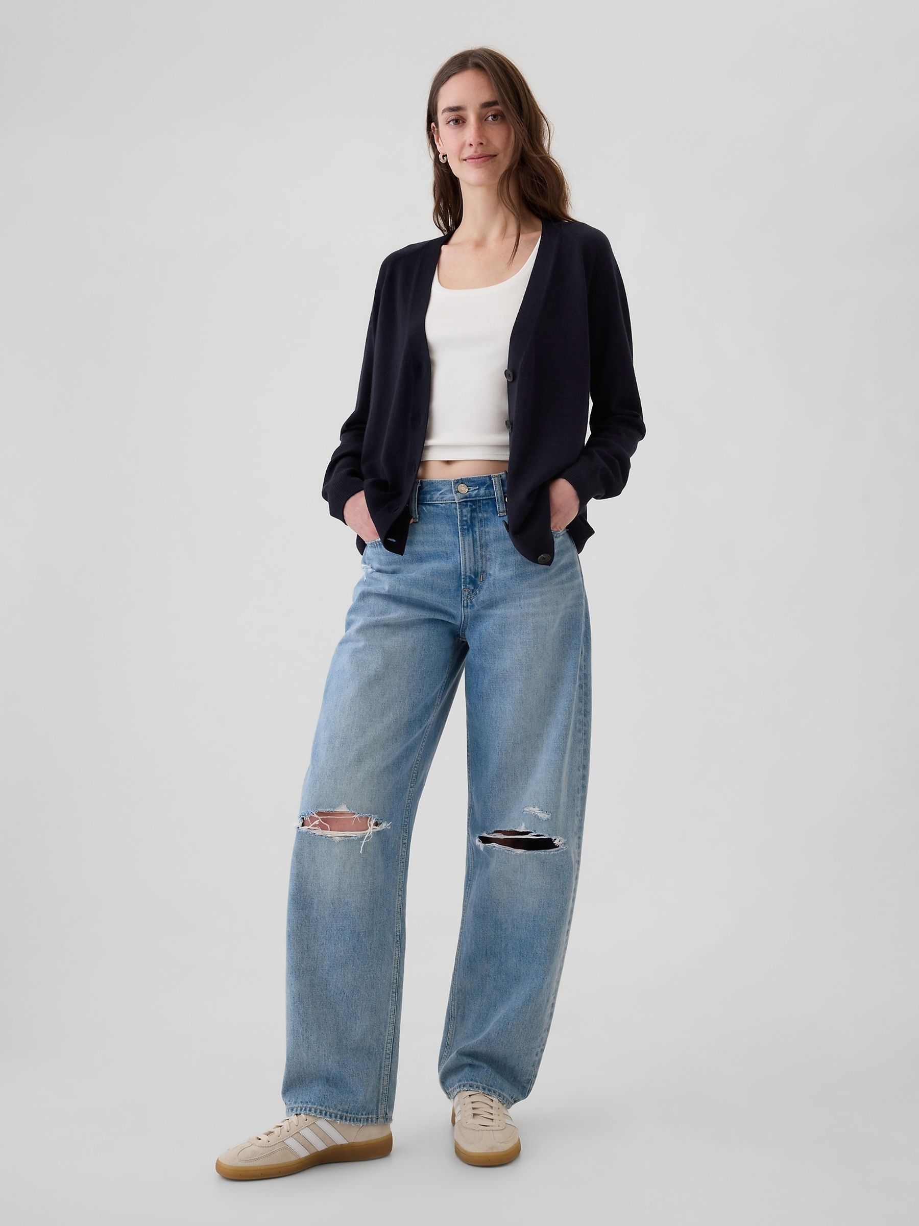 Navy Blue Merino Wool Cardigan - Image 3 of 5