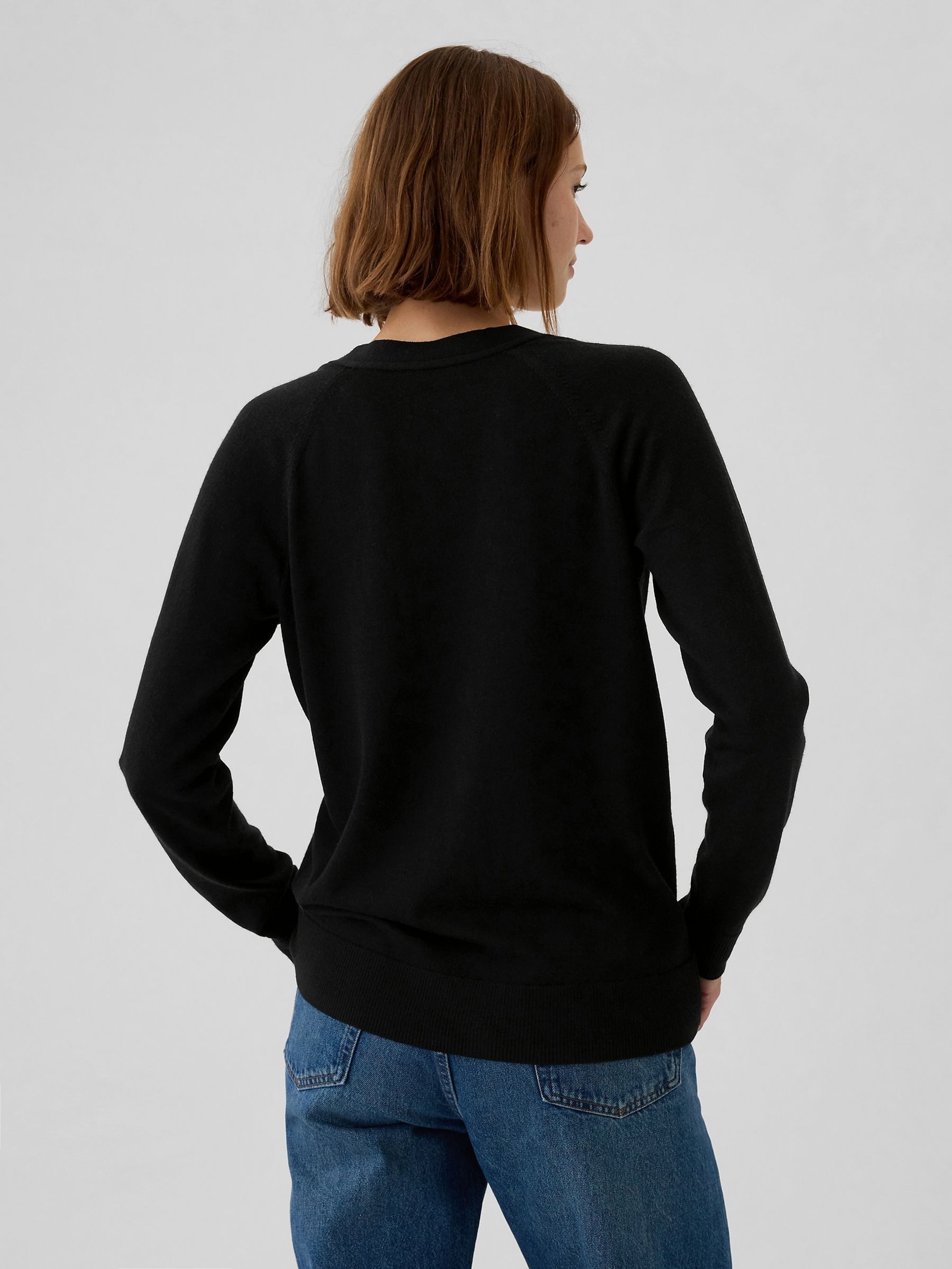 Black Merino Wool Cardigan - Image 2 of 5