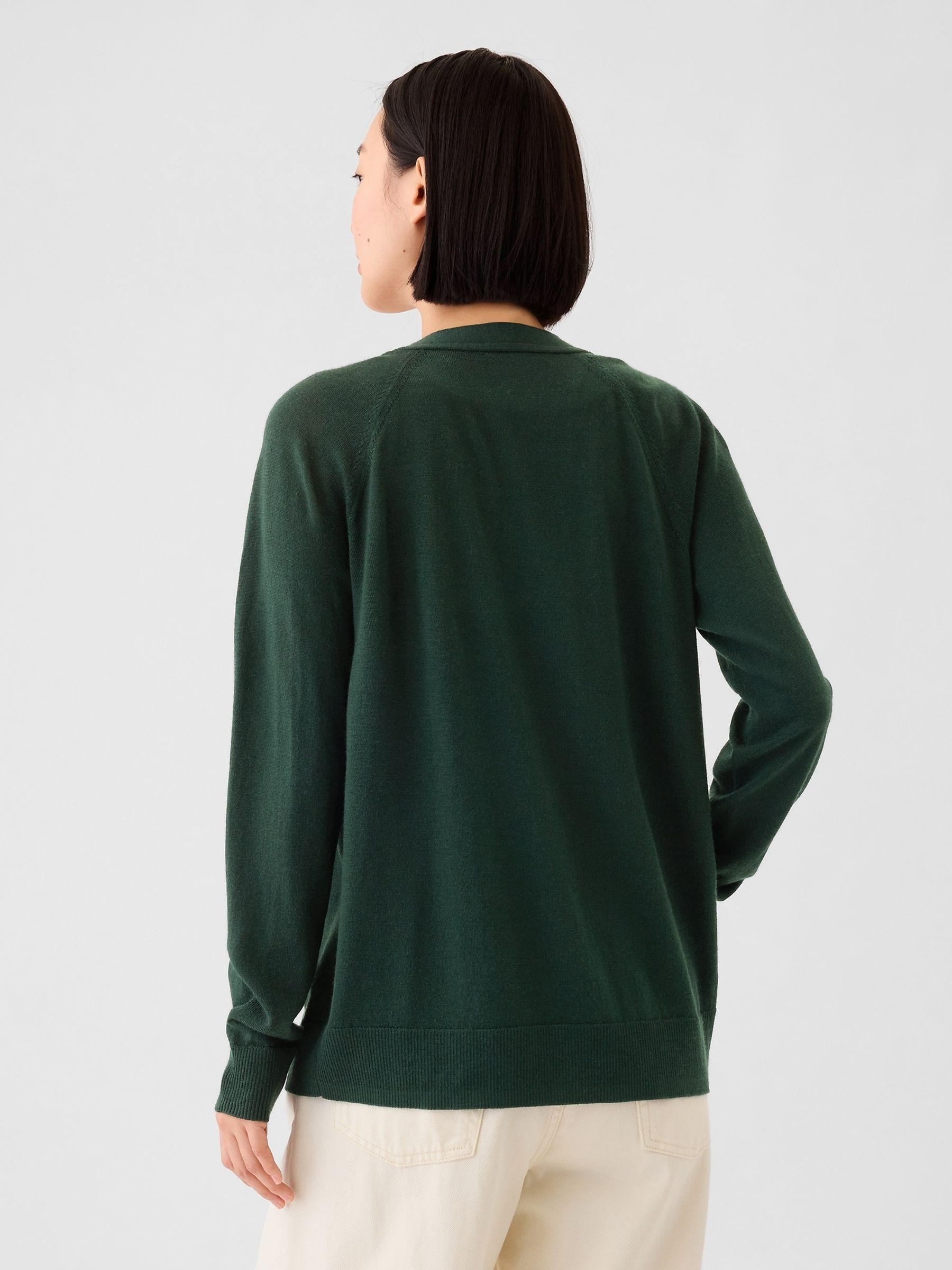 Green Merino Wool Cardigan - Image 2 of 5