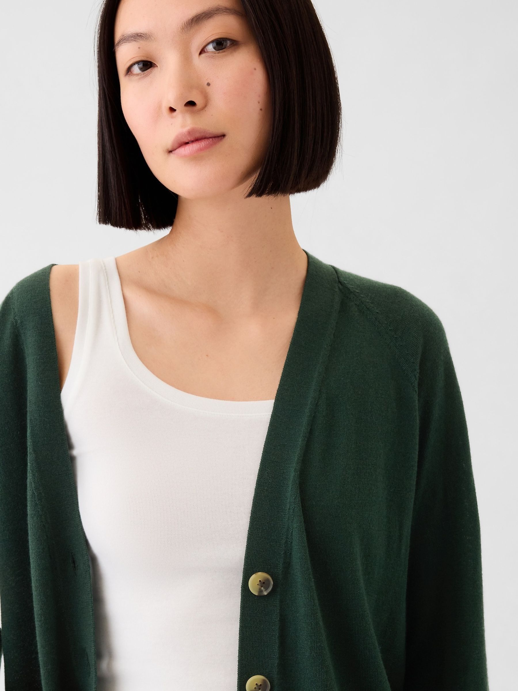 Green Merino Wool Cardigan - Image 4 of 5
