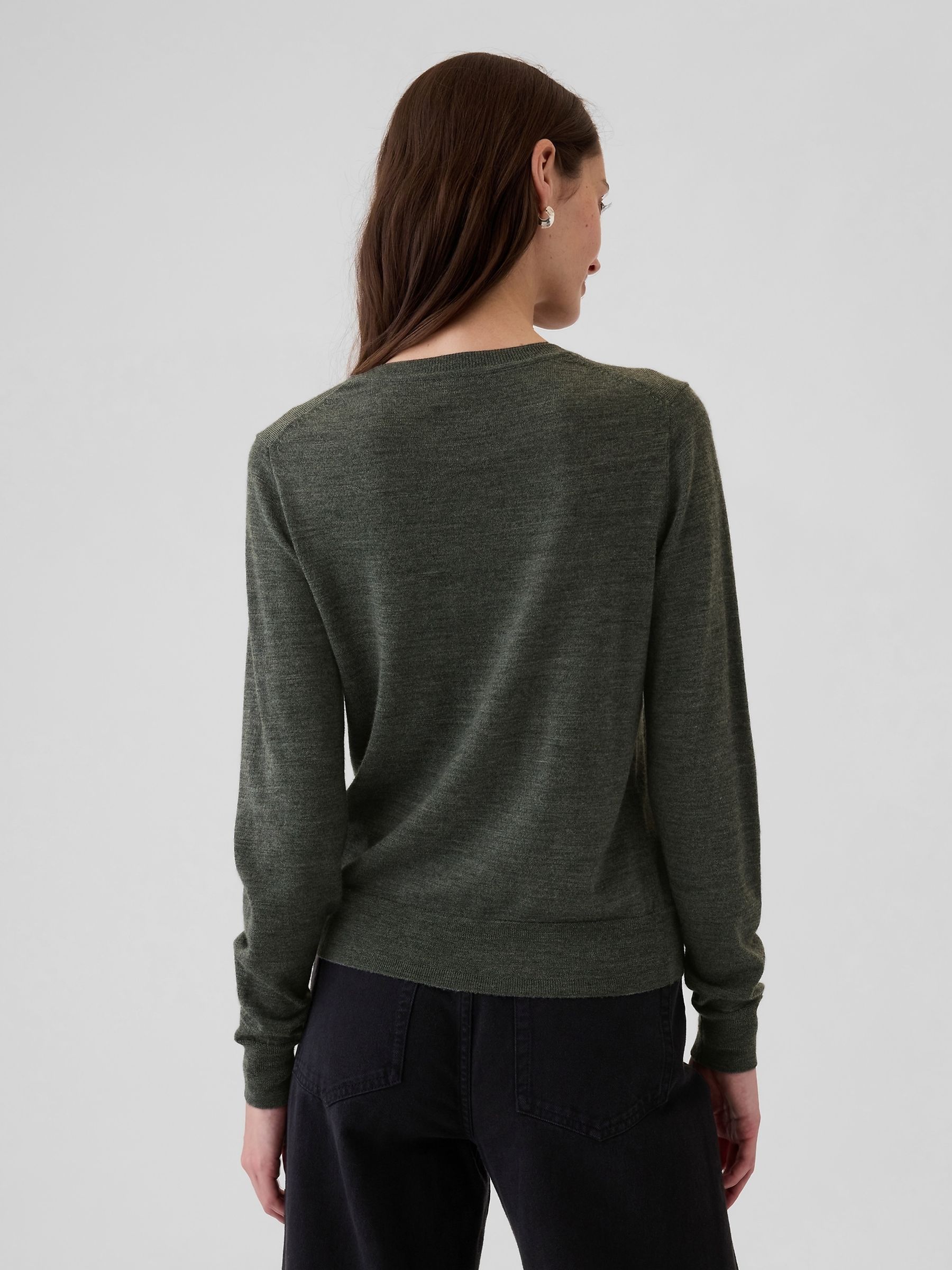 Grey Merino Wool Crew Neck Jumper - Image 2 of 5