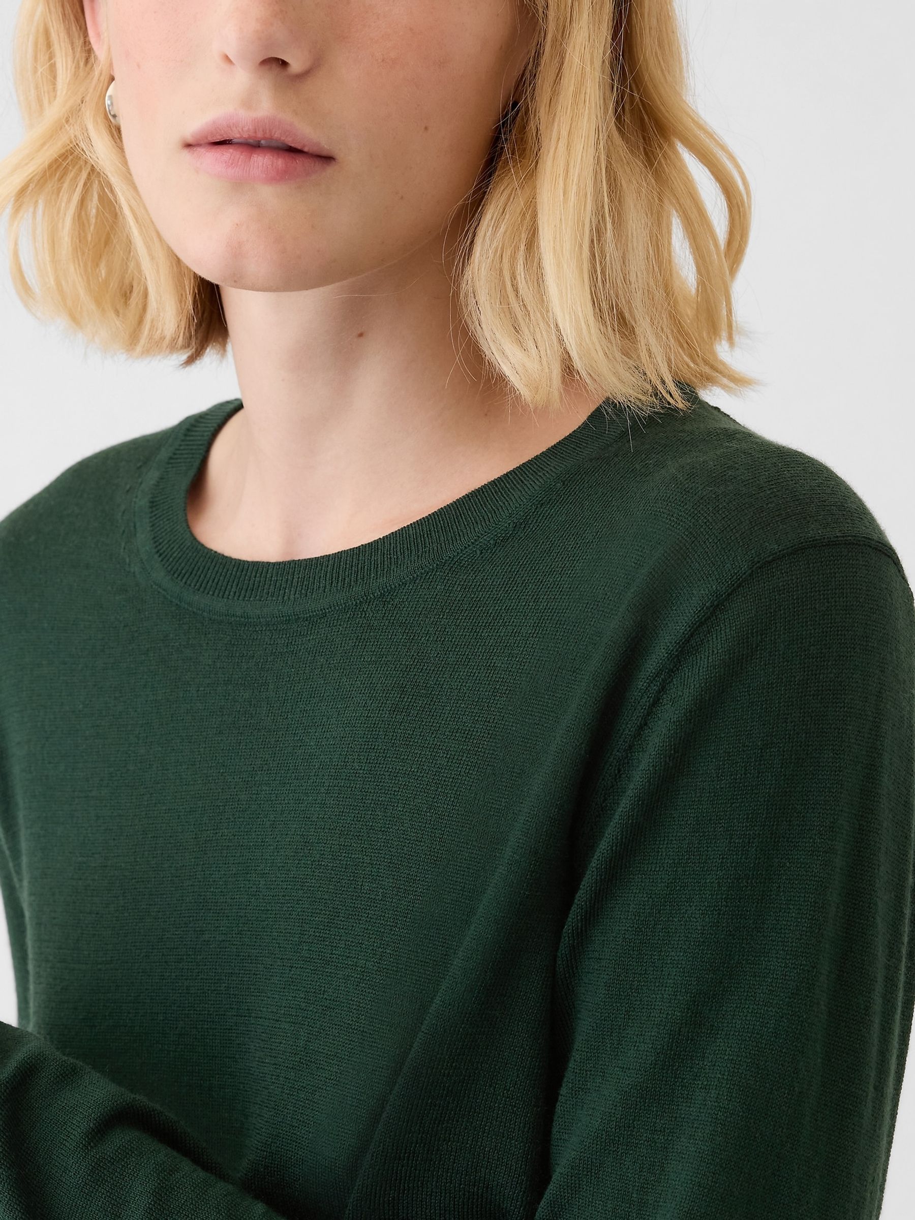 Green Merino Wool Crew Neck Jumper - Image 4 of 5