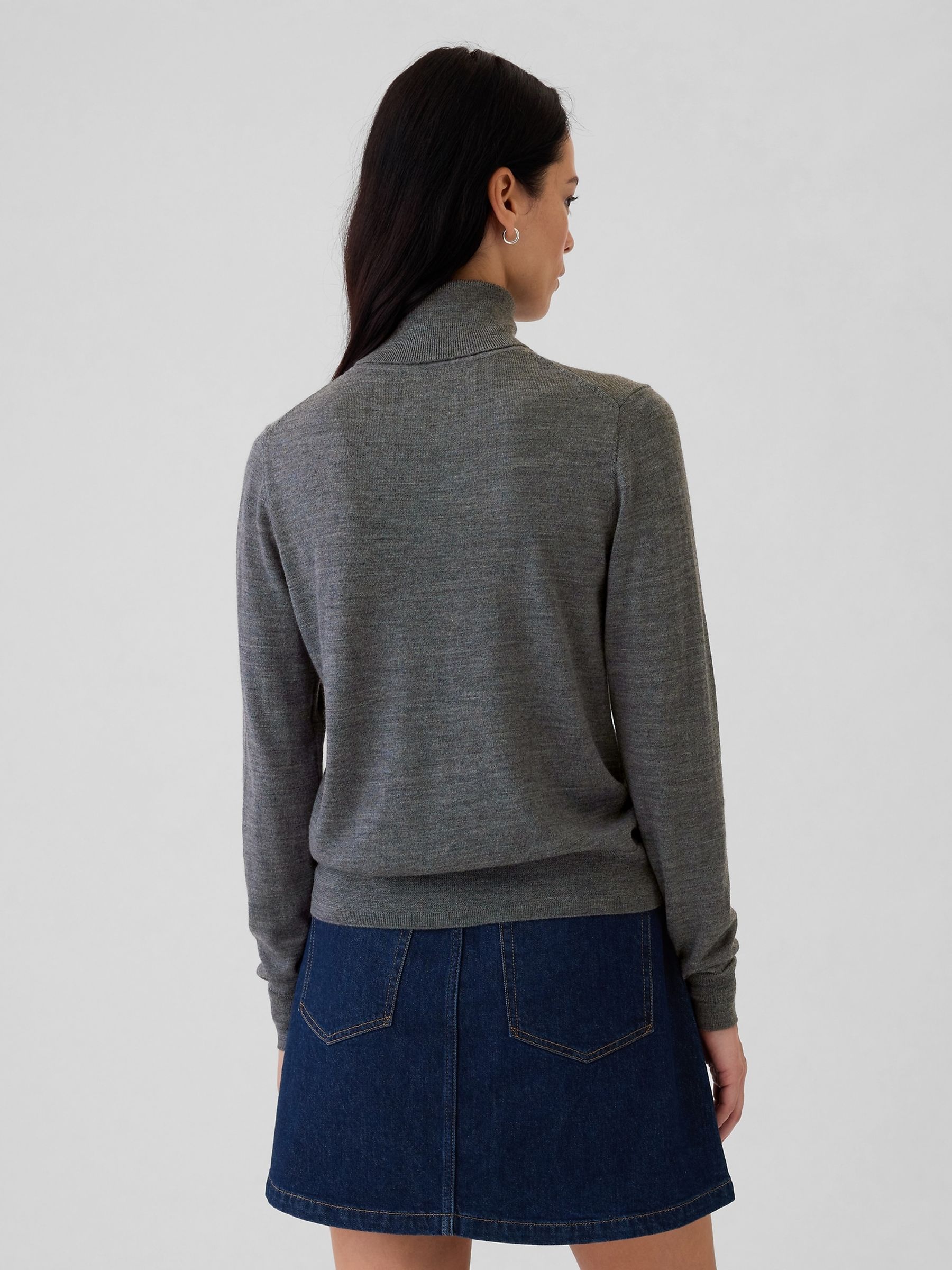Grey Merino Wool Turtle Neck Jumper - Image 2 of 6