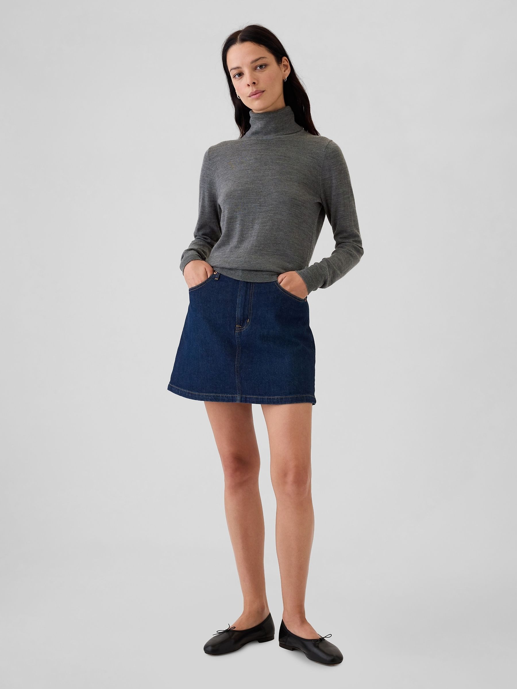 Grey Merino Wool Turtle Neck Jumper - Image 3 of 6