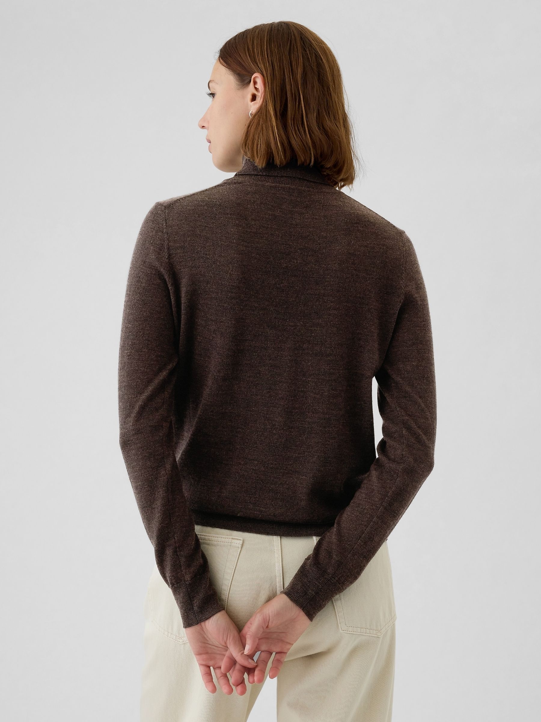 Brown Merino Wool Turtle Neck Jumper - Image 2 of 5