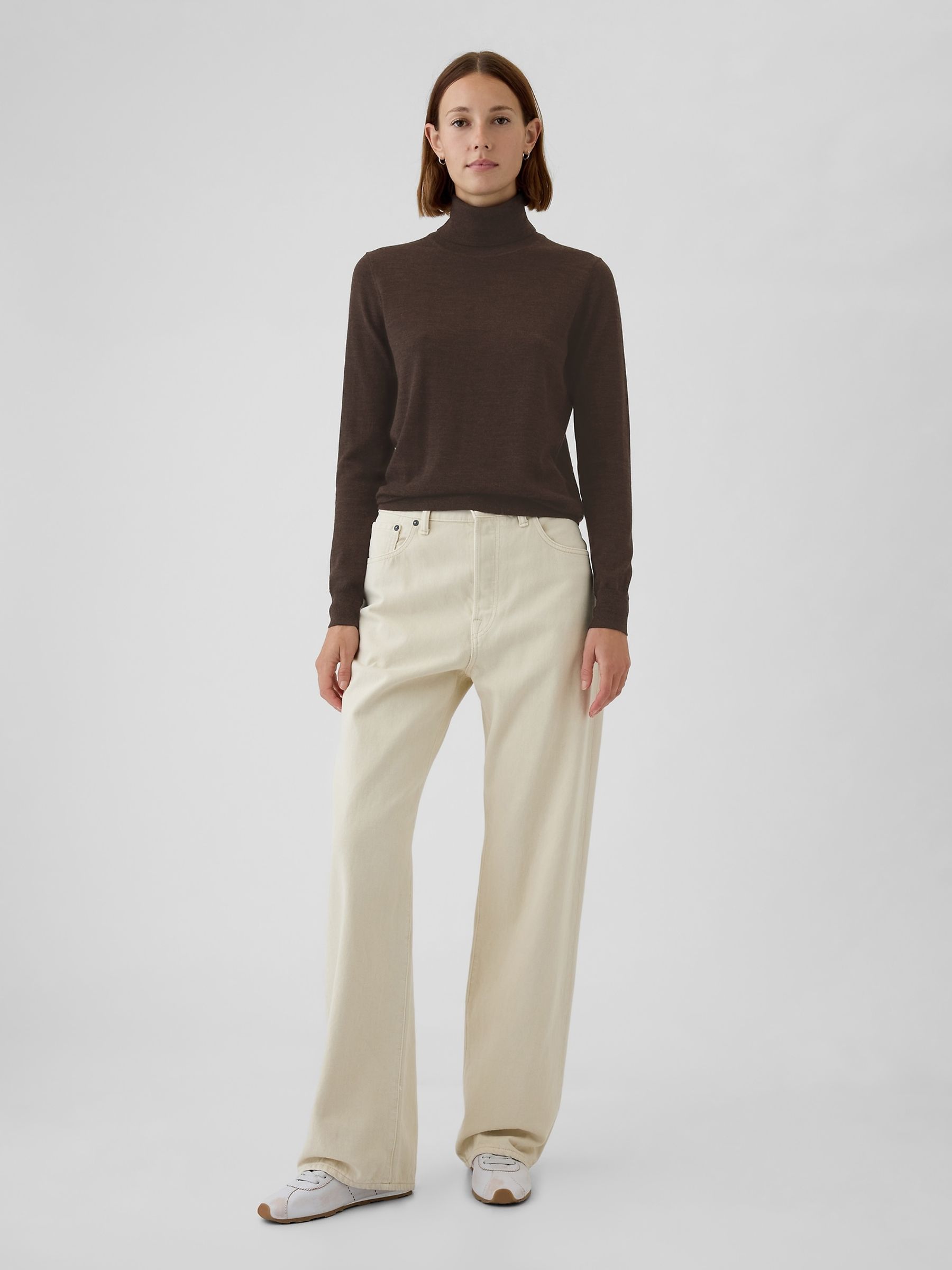Brown Merino Wool Turtle Neck Jumper - Image 4 of 5
