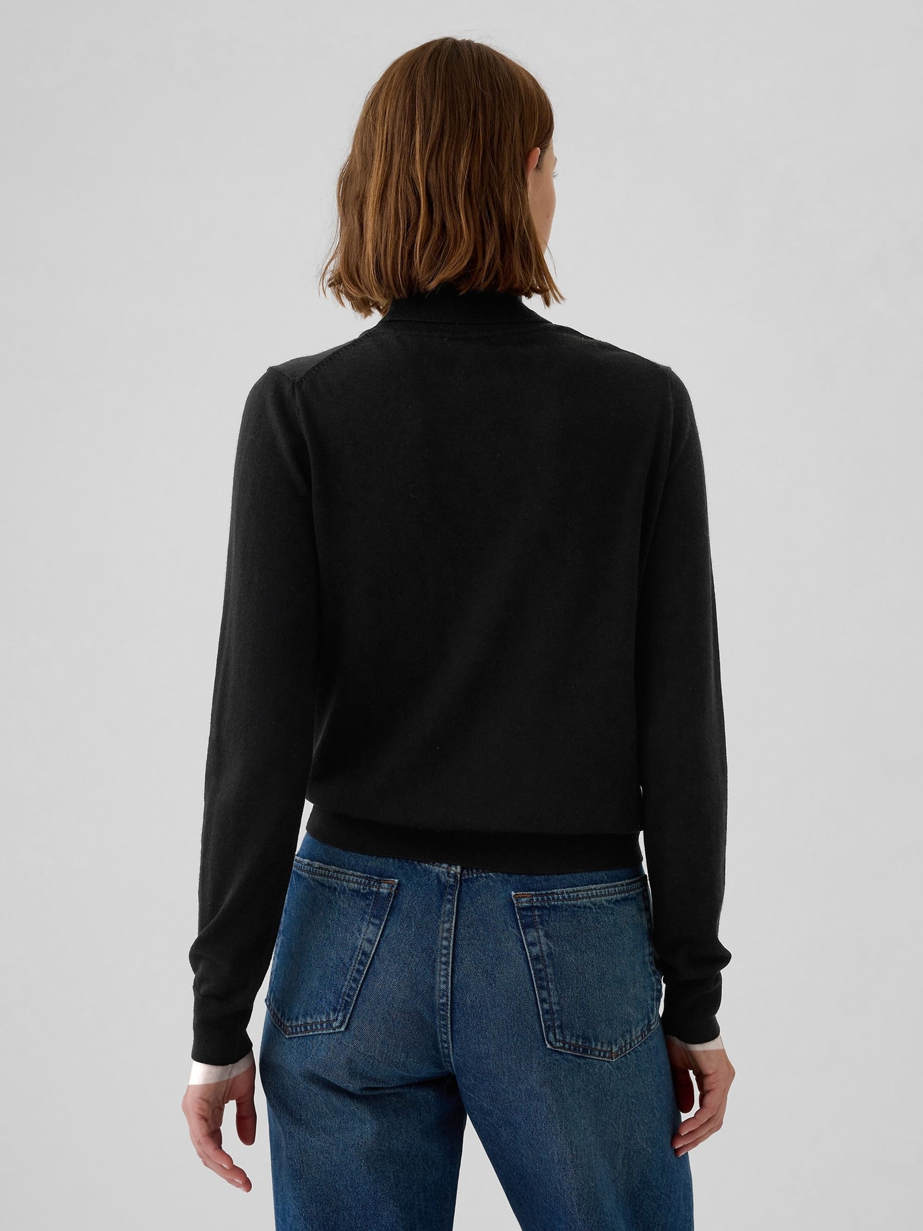 Black Merino Wool Turtle Neck Jumper - Image 2 of 4