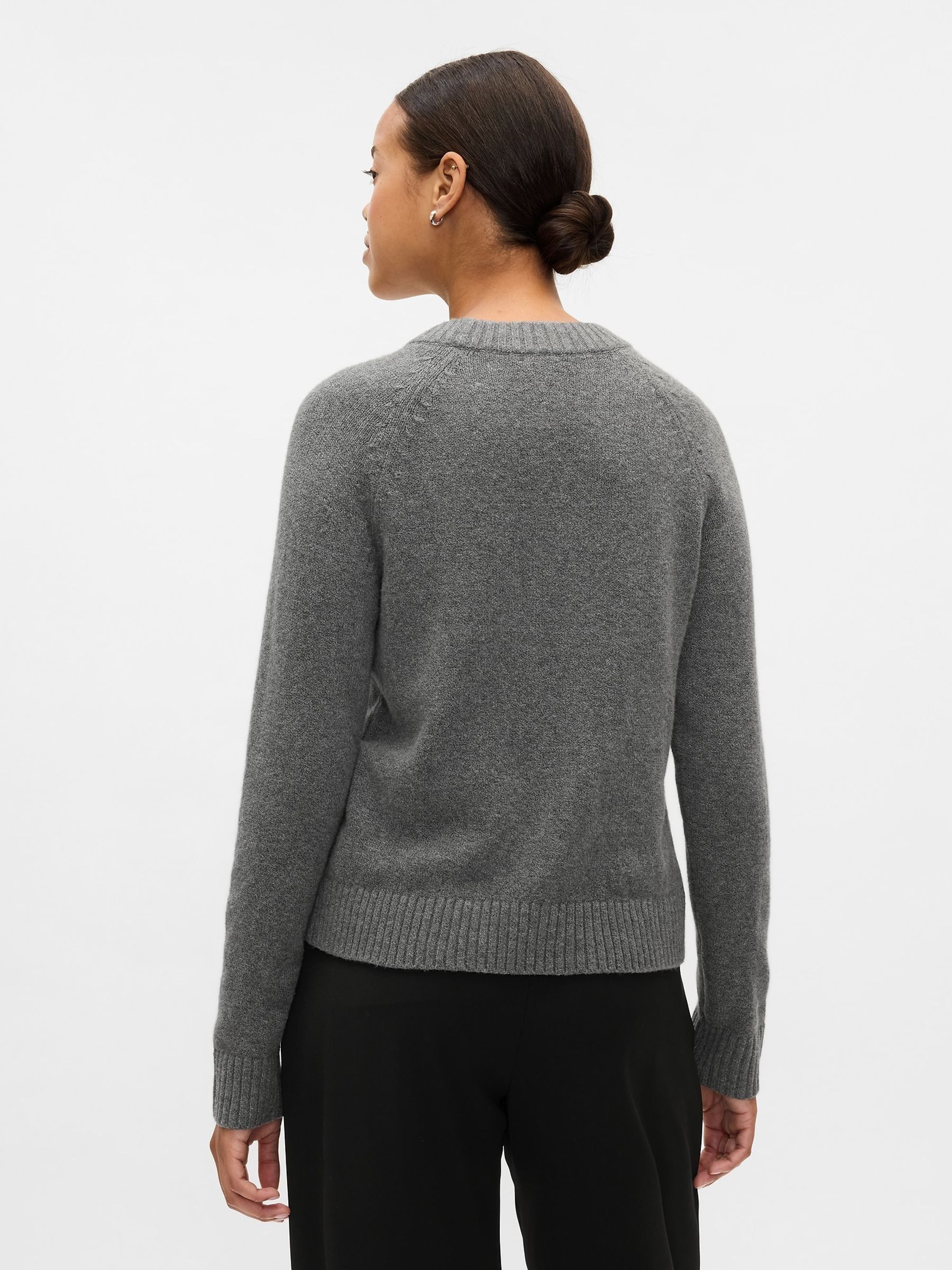 Grey CashSoft Textured Crew Neck Jumper - Image 2 of 5