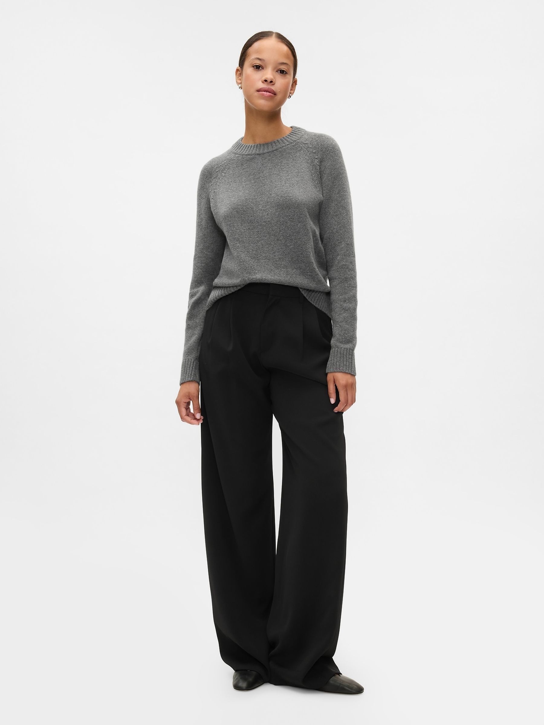 Grey CashSoft Textured Crew Neck Jumper - Image 3 of 5
