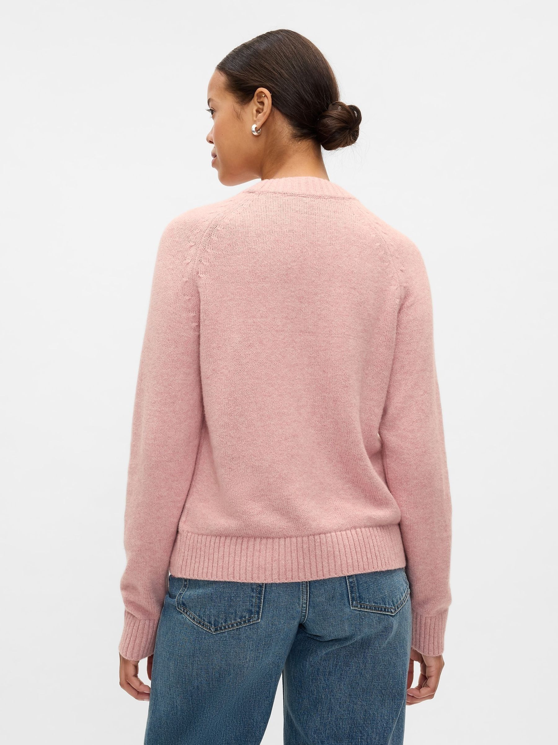 Pink CashSoft Textured Crew Neck Jumper - Image 2 of 5