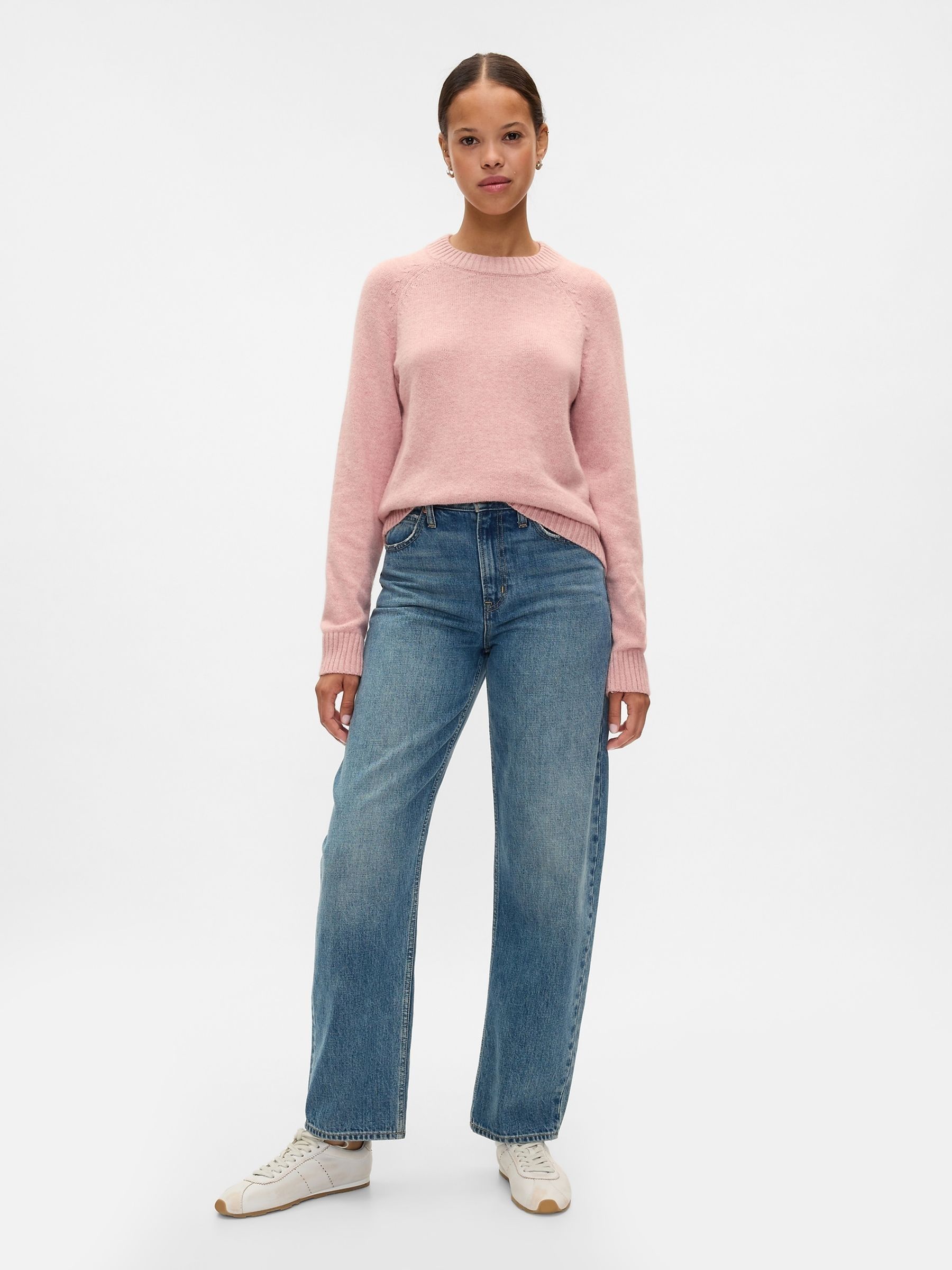 Pink CashSoft Textured Crew Neck Jumper - Image 3 of 5