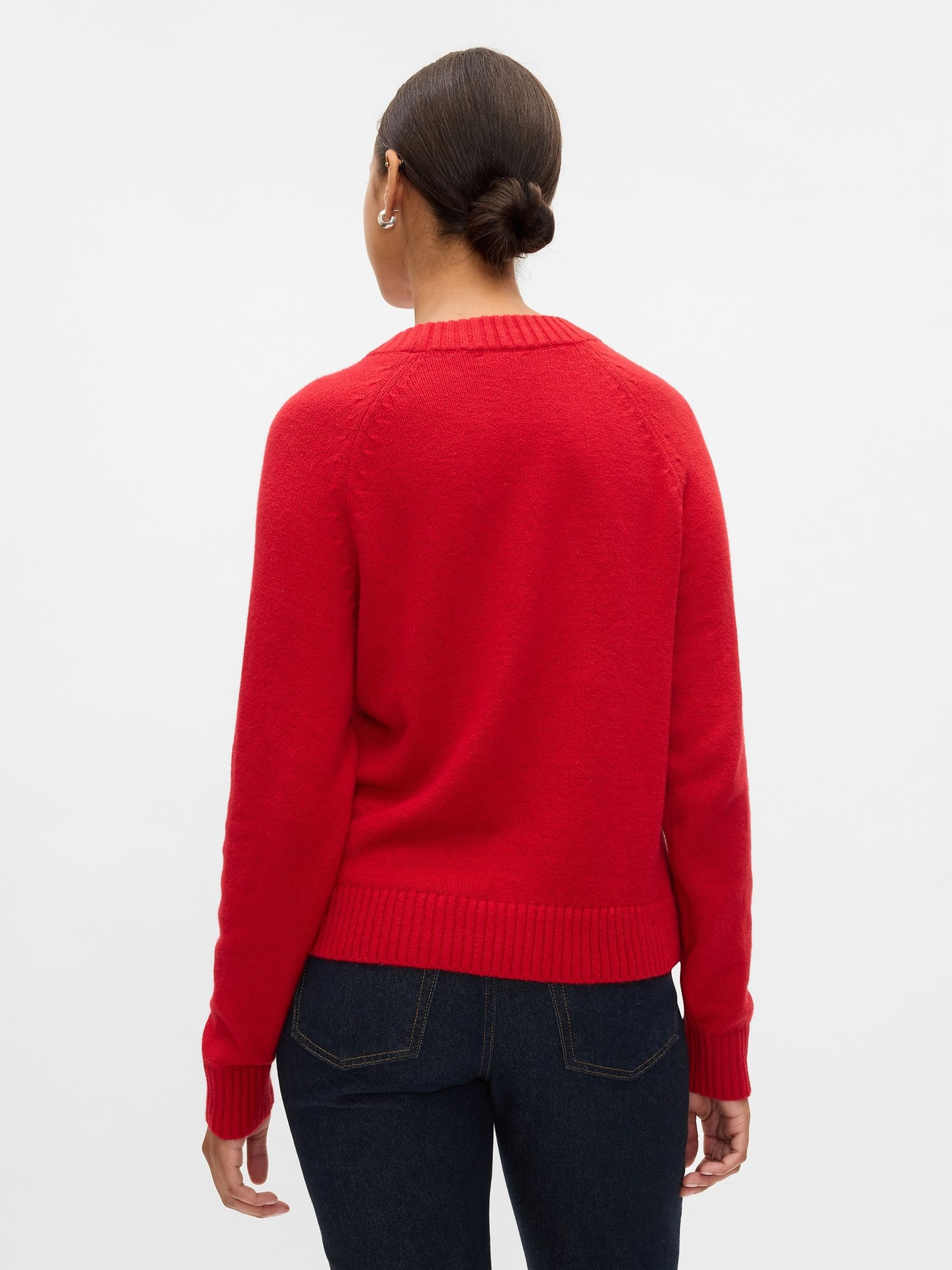 Red CashSoft Textured Crew Neck Jumper - Image 2 of 5